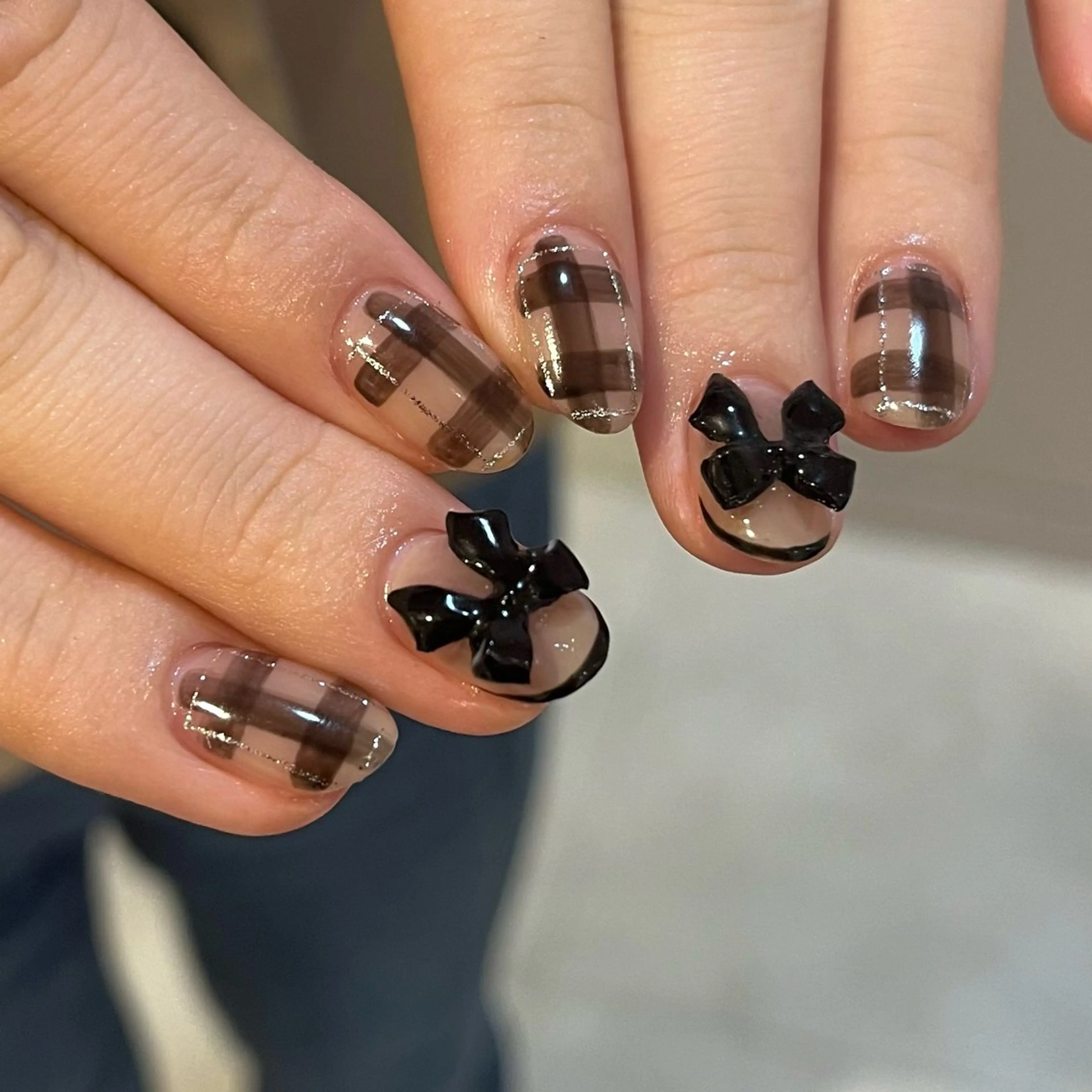 ネイル フレンチネイル ガーリー 韓国ネイル リボン ハンドネイル フットネイル Para Sol nail　Maoのネイルデザイン