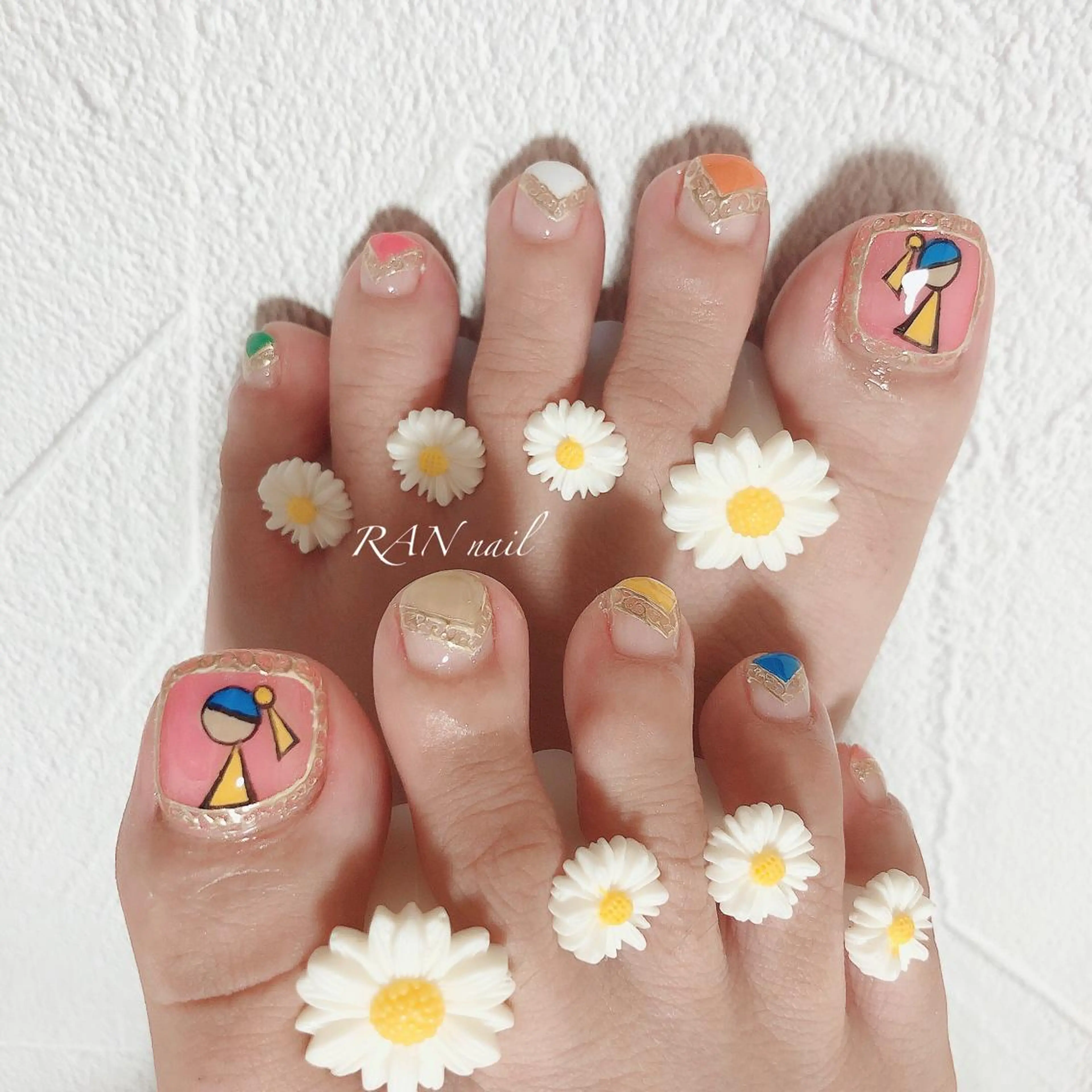 ネイル ブルー ジェルネイル グリーン オフィスネイル パラジェル ハンドネイル フットネイル RAN nailのネイルデザイン