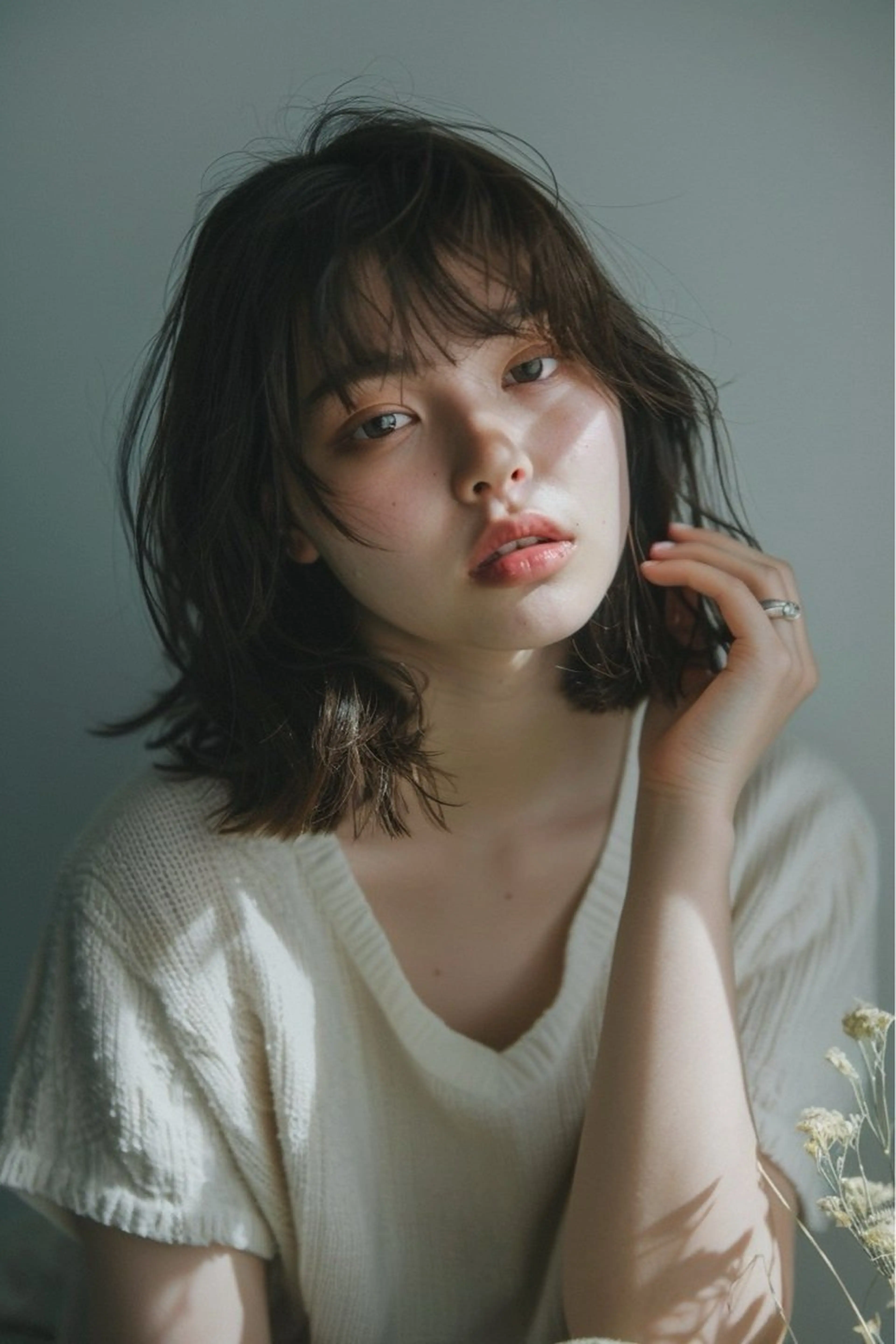 ミディアム カット ヘアカラー トリートメント 新宿/韓国レイヤー/ 顔まわり/メンズヘアのヘアスタイル