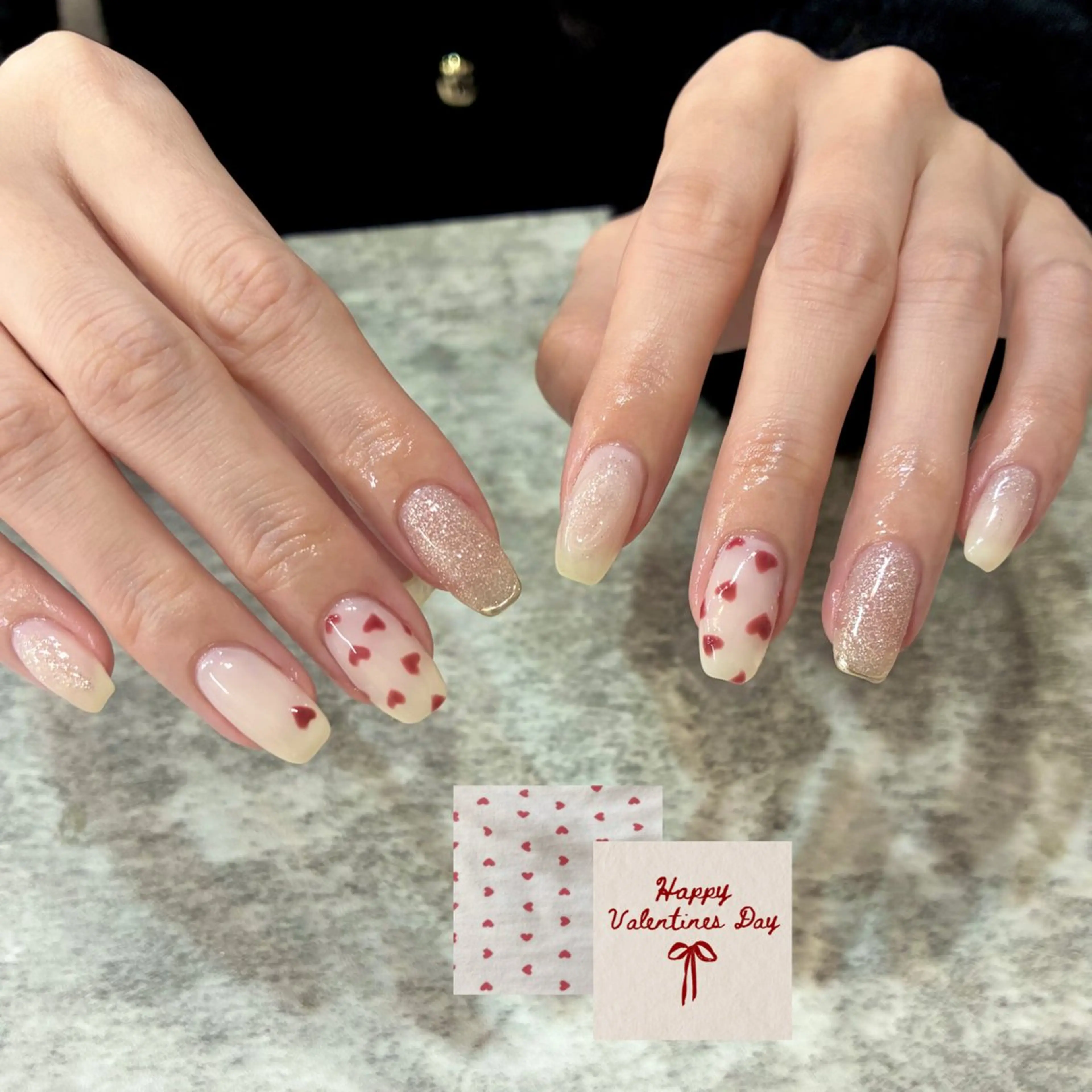 ネイル バレンタイン ハンドネイル glaNje shioriのネイルデザイン