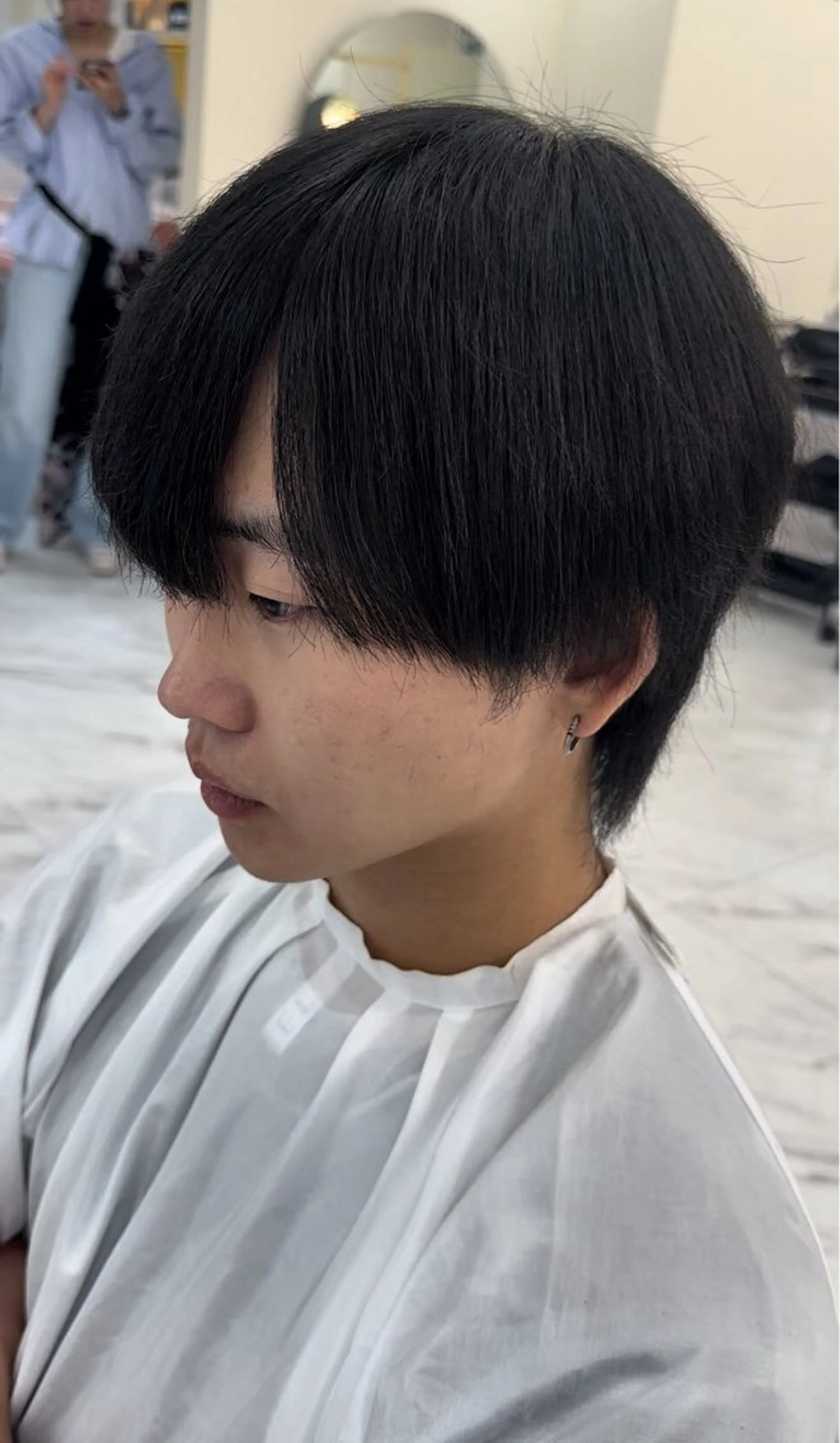 ショート カラー メンズ センターパート マッシュ マッシュヘア 縮毛矯正 カット 縮毛矯正 メンズ/心斎橋/ Momoka💎🫧のヘアスタイル