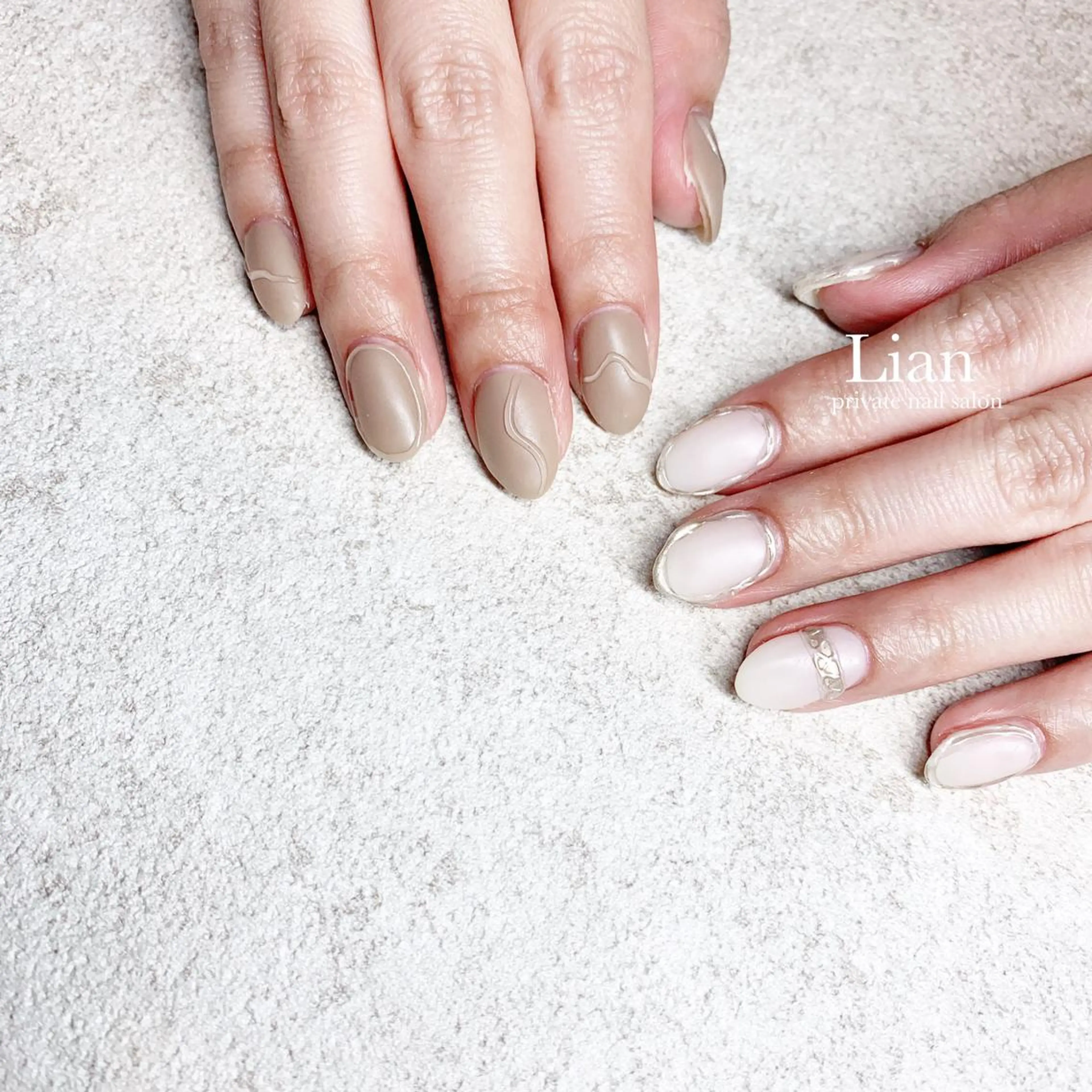 ネイル マットネイル ニュアンスネイル ホワイト nailsalon Lenoaのネイルデザイン