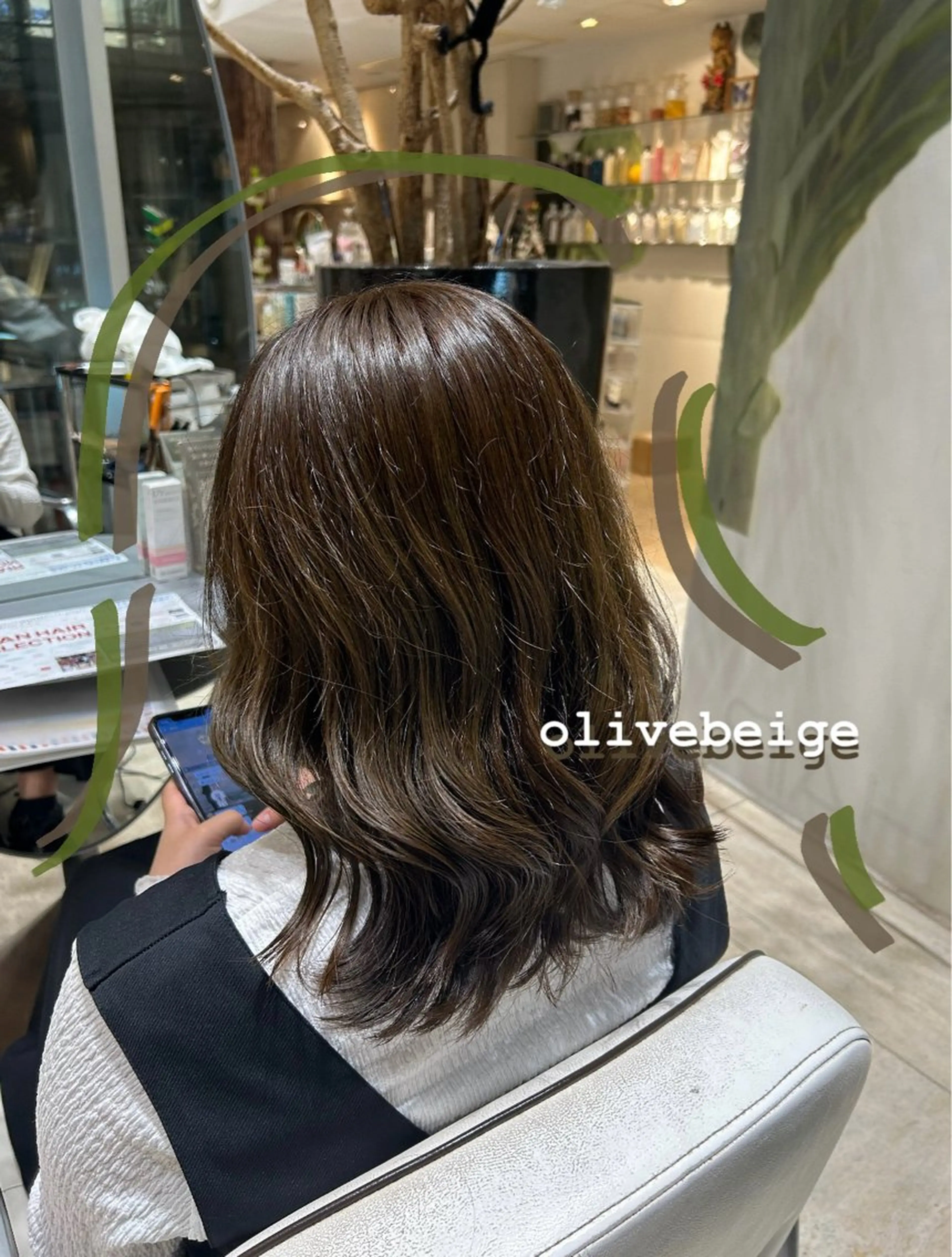 ミディアム カラー ベージュカラー 透明感カラー オリーブベージュ ありむらもえ/ 透明感カラーのヘアスタイル