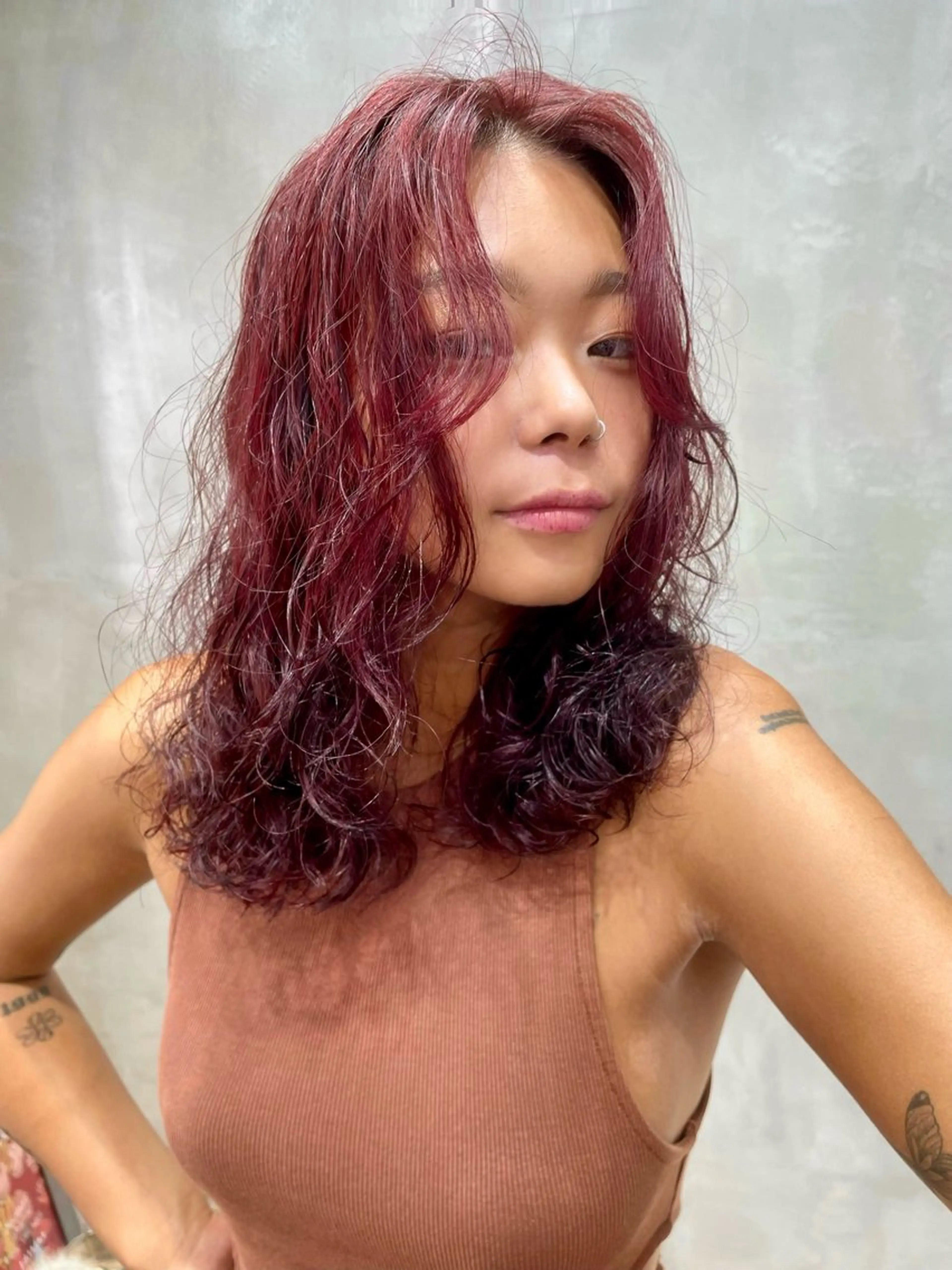 ロング カラー ブリーチ ブリーチなしカラー カット ヘアカラー カノン/透明感カラー /酸性ストレートのヘアスタイル