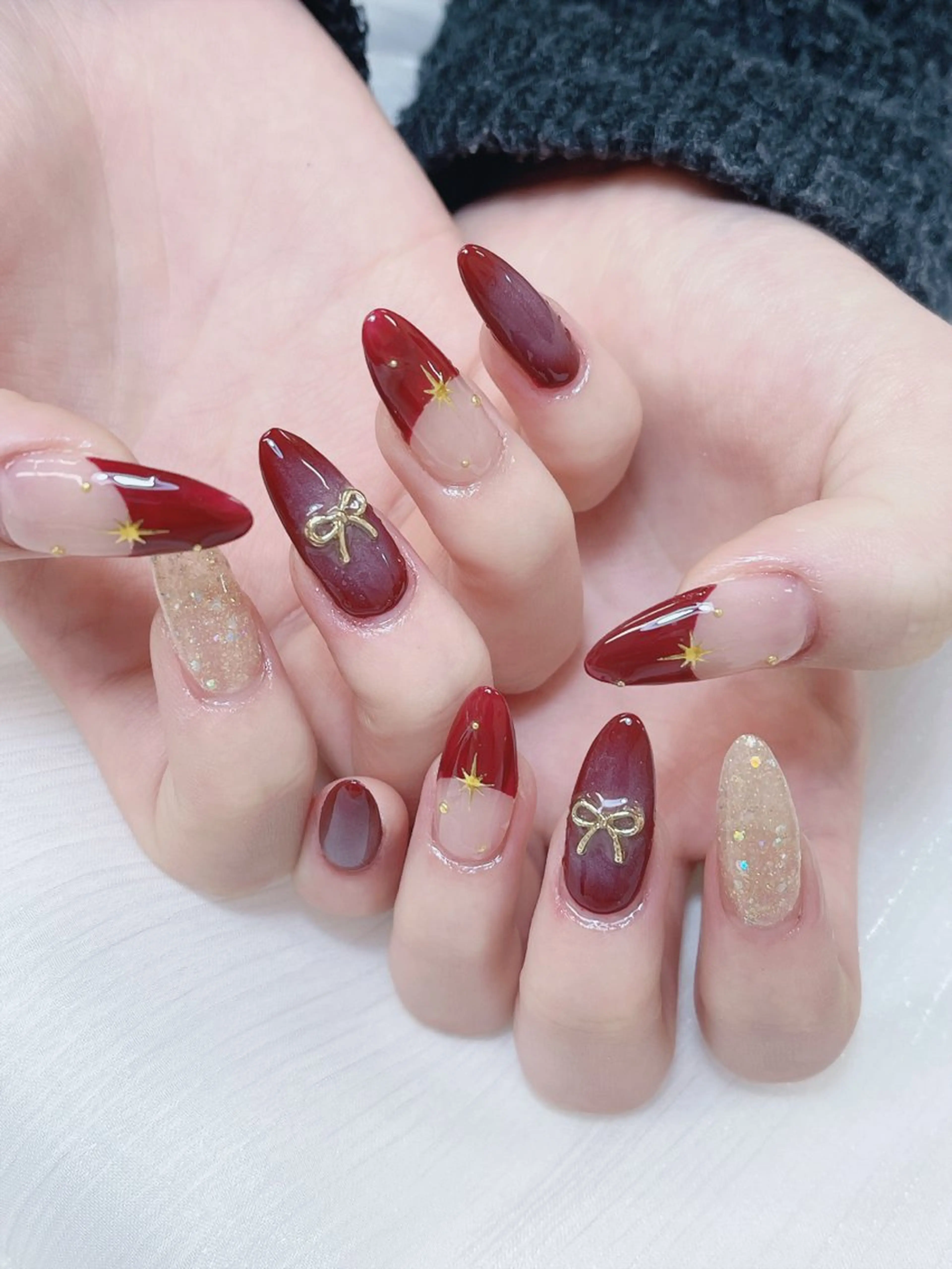ネイル チークネイル 成人式 フレンチネイル グラデーション 氷ネイル・うるうるネイル ハンドネイル DUO   MI nail salonのネイルデザイン