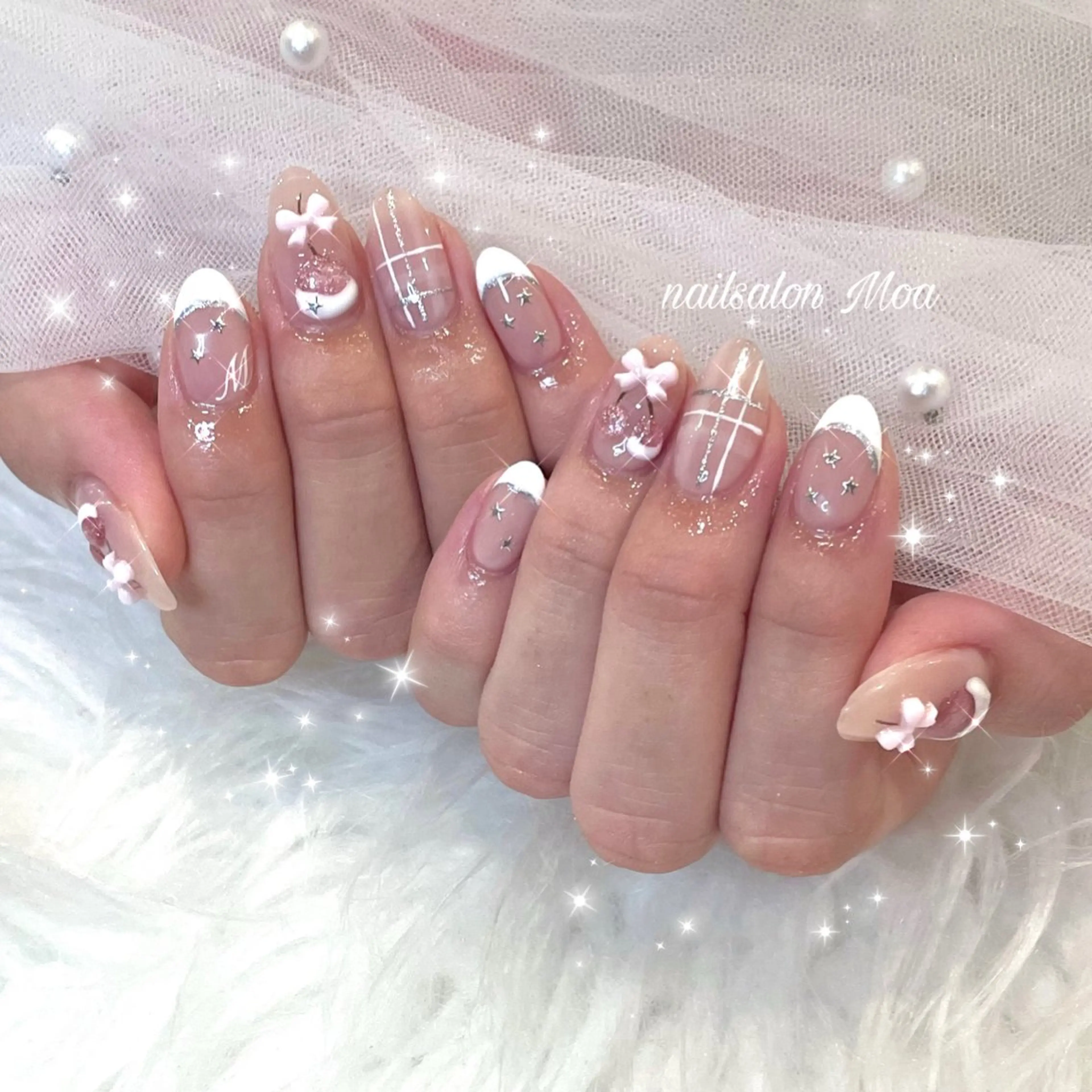 ネイル 持ち込み ストーンネイル ハンドネイル yurika 🌷.*･ﾟのネイルデザイン