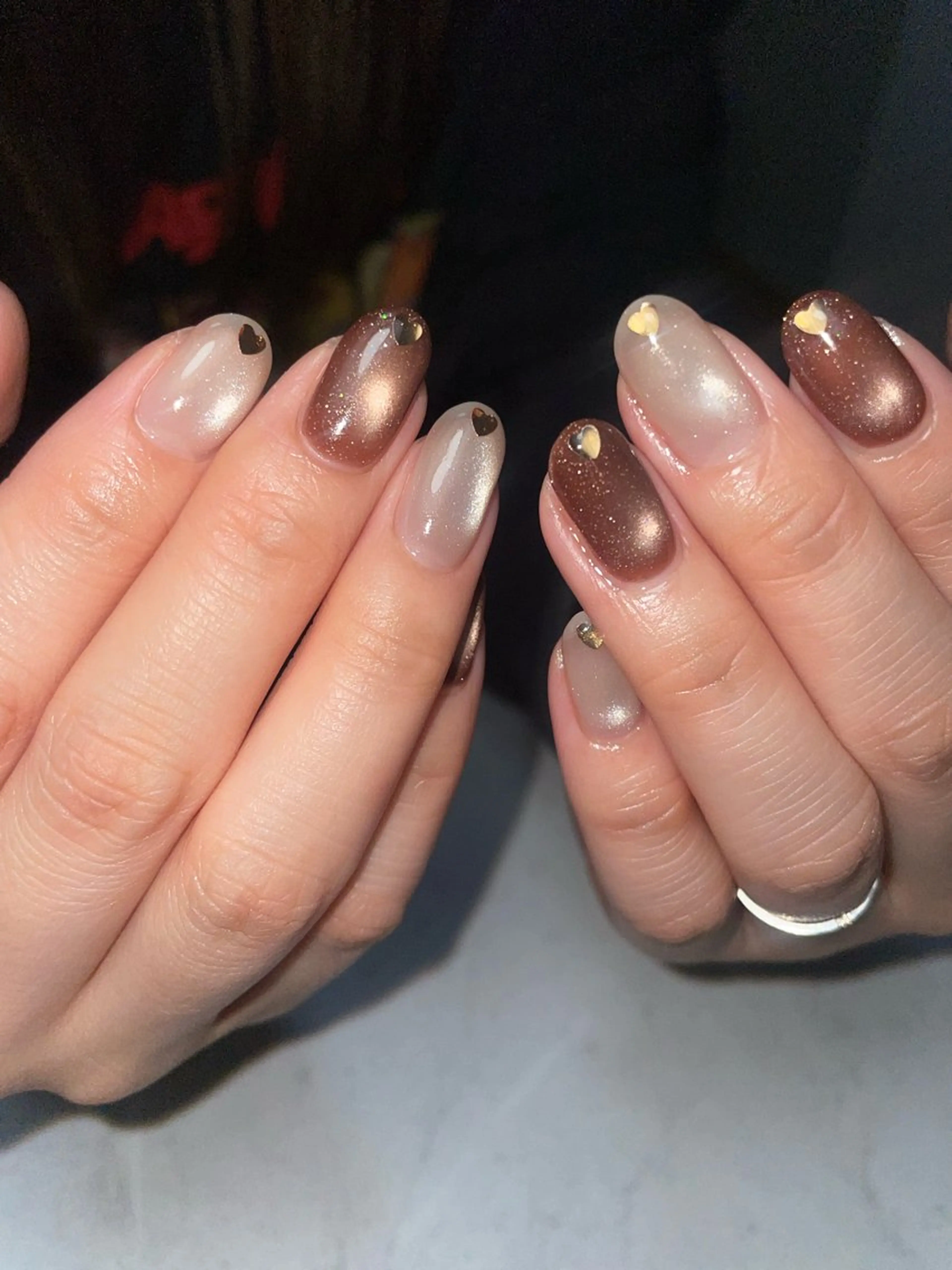 ネイル ガーリー ハート キラキラネイル マグネットネイル バレンタイン miinail miyuuのネイルデザイン