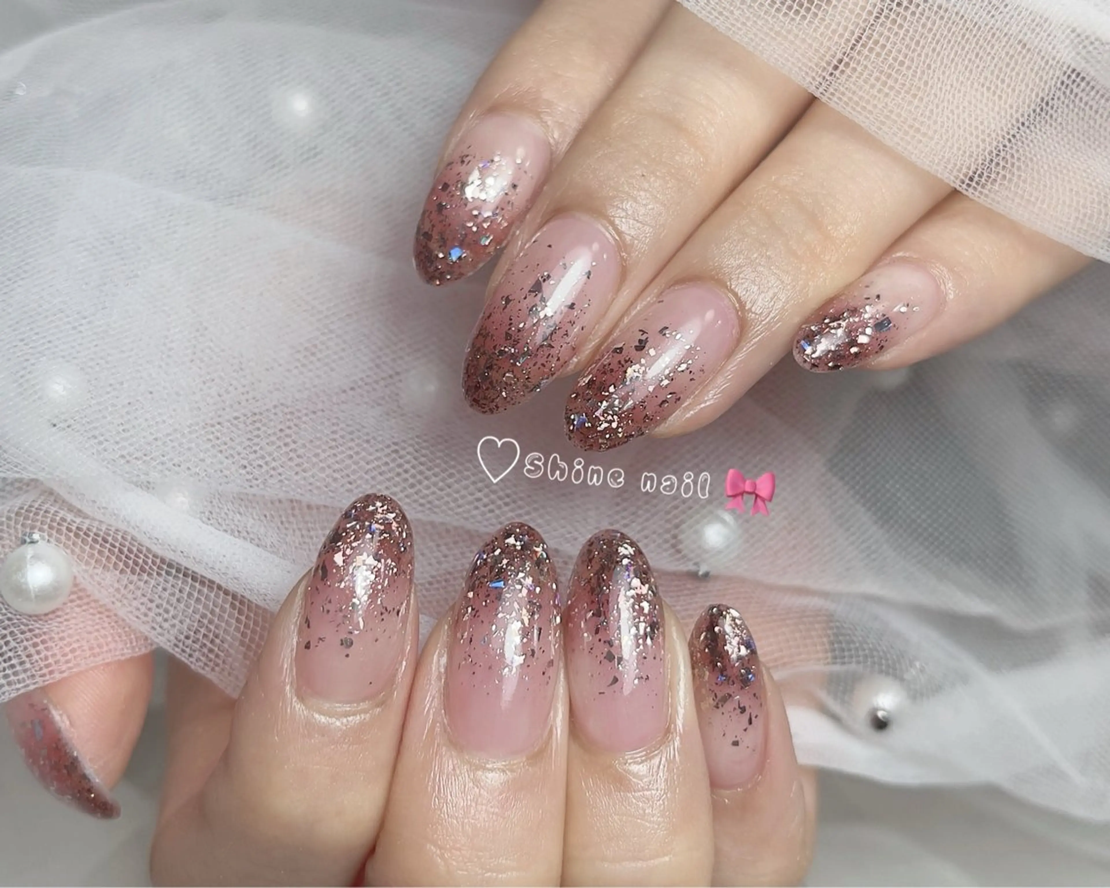 ネイル ハンドネイル shine 🎀 長さだし&デザインのネイルデザイン