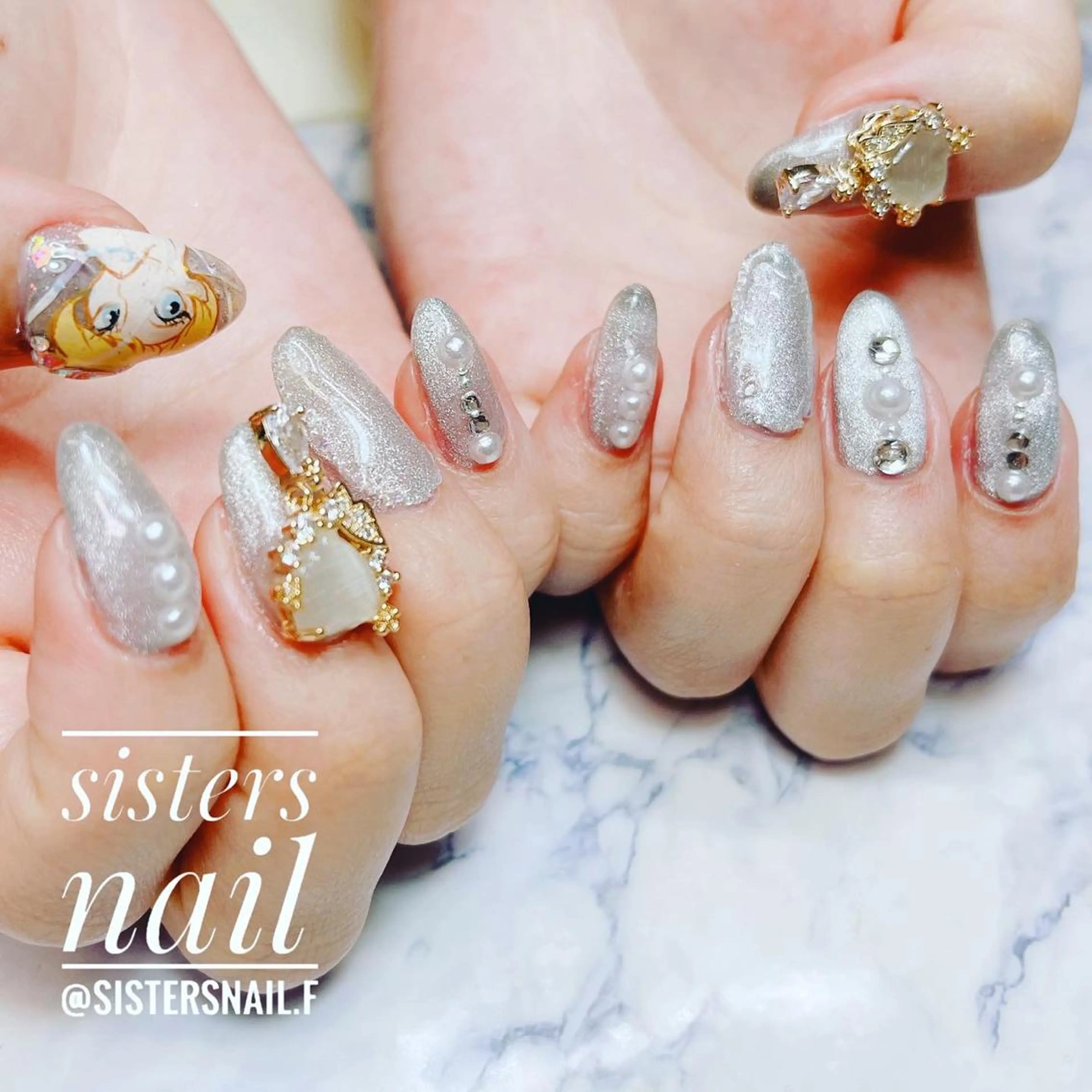 ネイル アートネイル キラキラネイル マグネットネイル スカルプネイル シンプルネイル ハンドネイル ハンドケア sisters nail.fのネイルデザイン