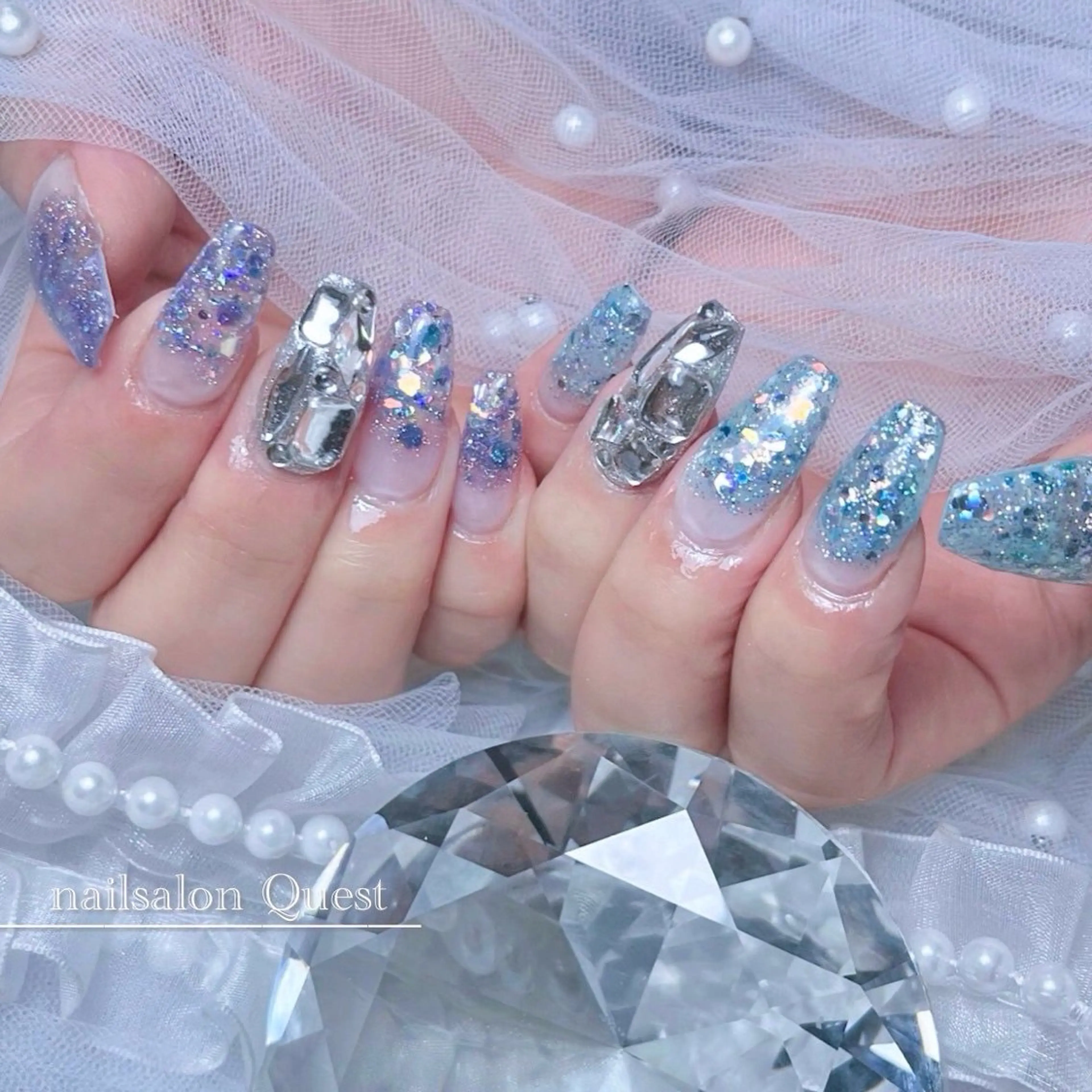 ネイル キラキラネイル ラメ(グリッター) nailsalon Questのネイルデザイン