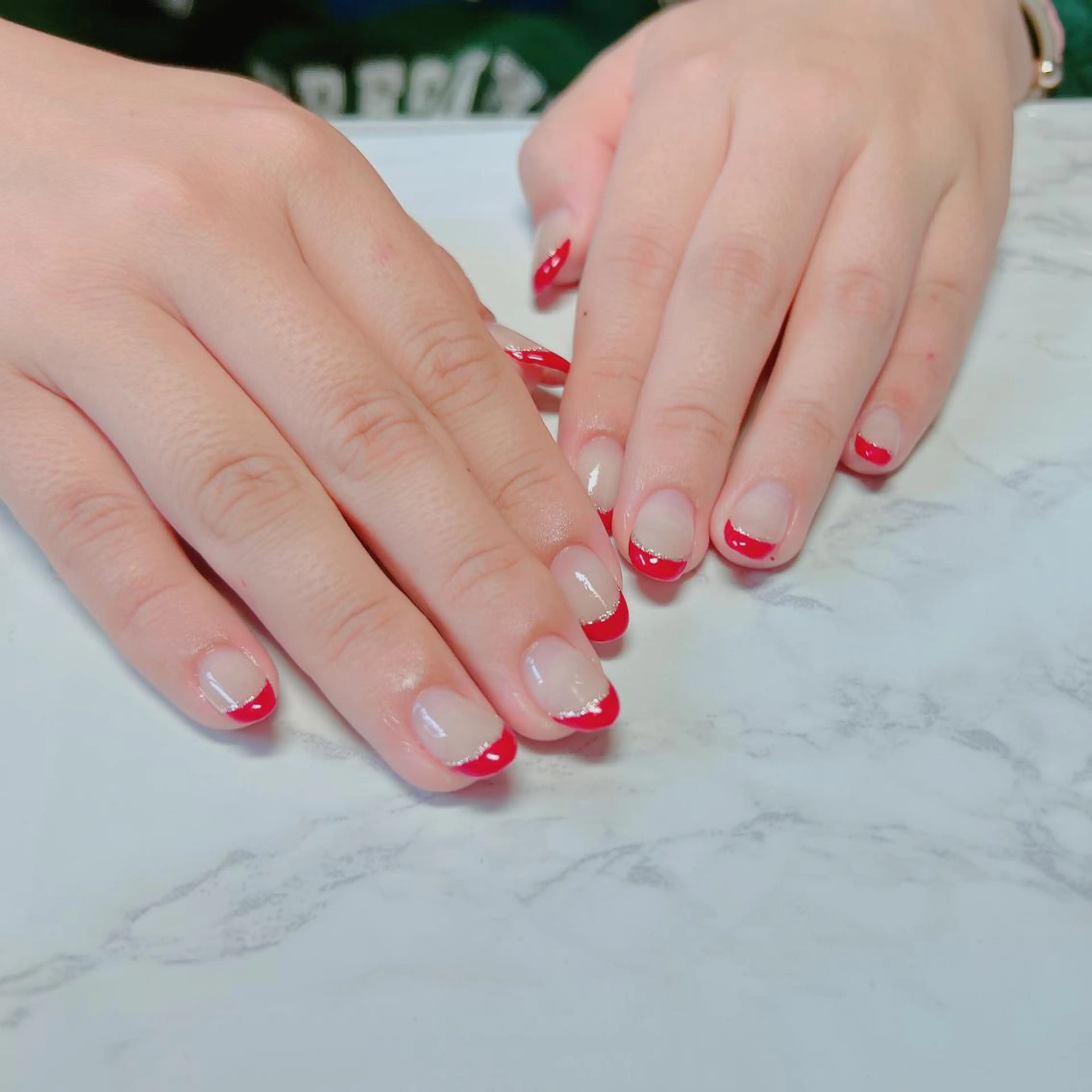 ネイル フレンチネイル 赤色 ハンドネイル たきぐち みちこのネイルデザイン