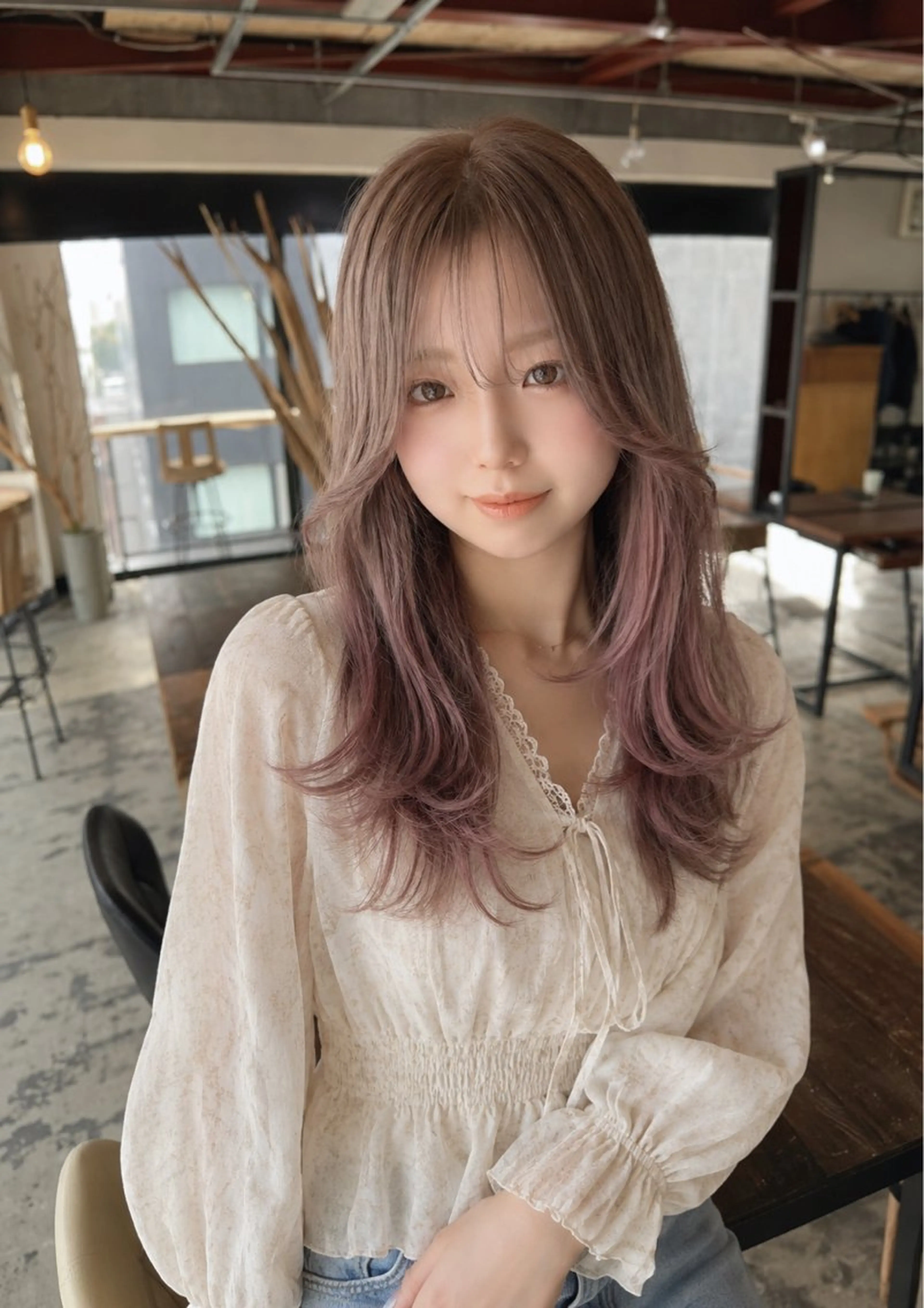 ミディアム カラー カット ヘアカラー トリートメント レイヤー ハイトーン/YUTOのヘアスタイル