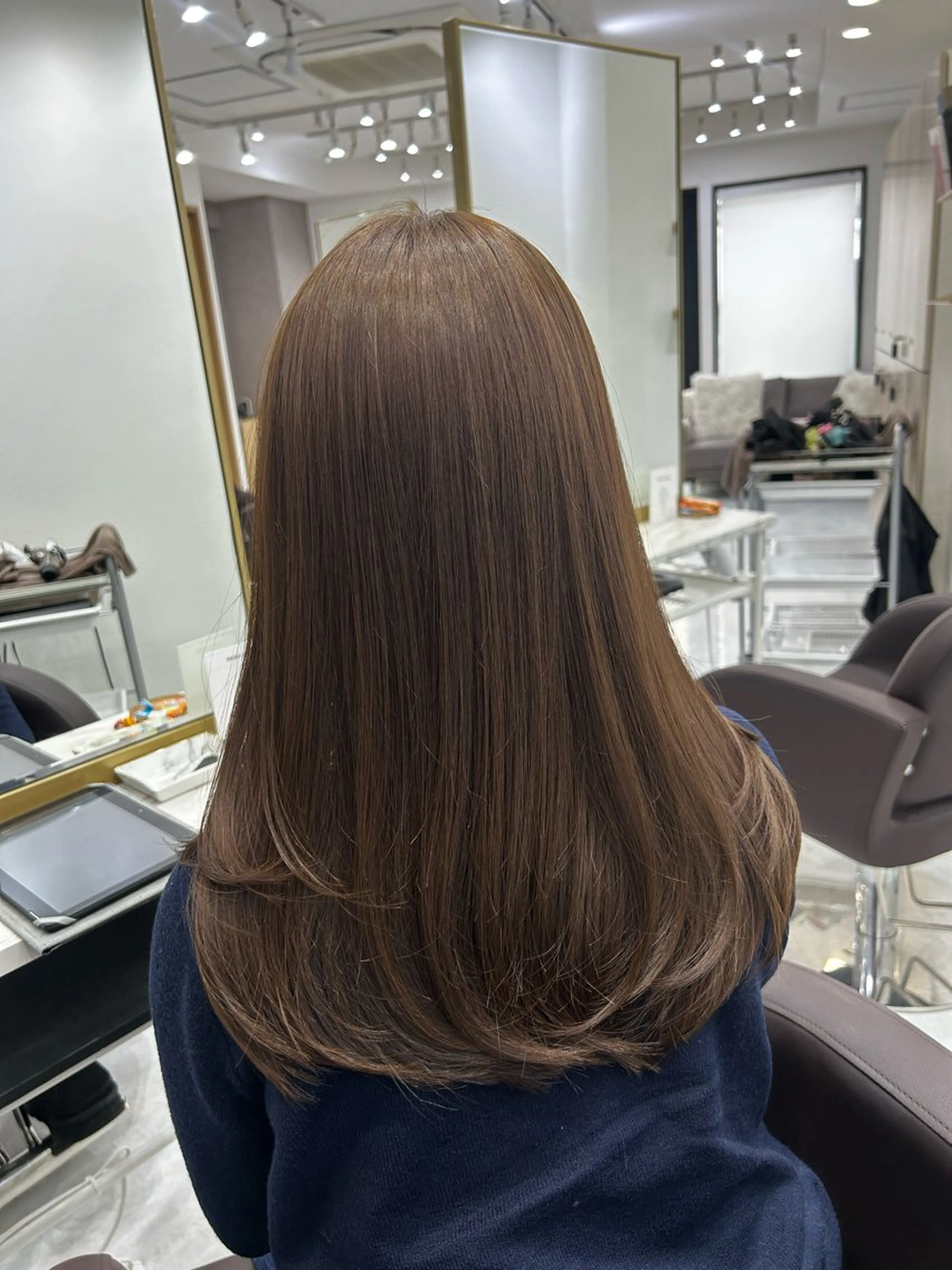 ロング カラー ヘアアレンジ ヘアカラー トリートメント ブリーチなしカラー/ ブラウン/レイヤーのヘアスタイル
