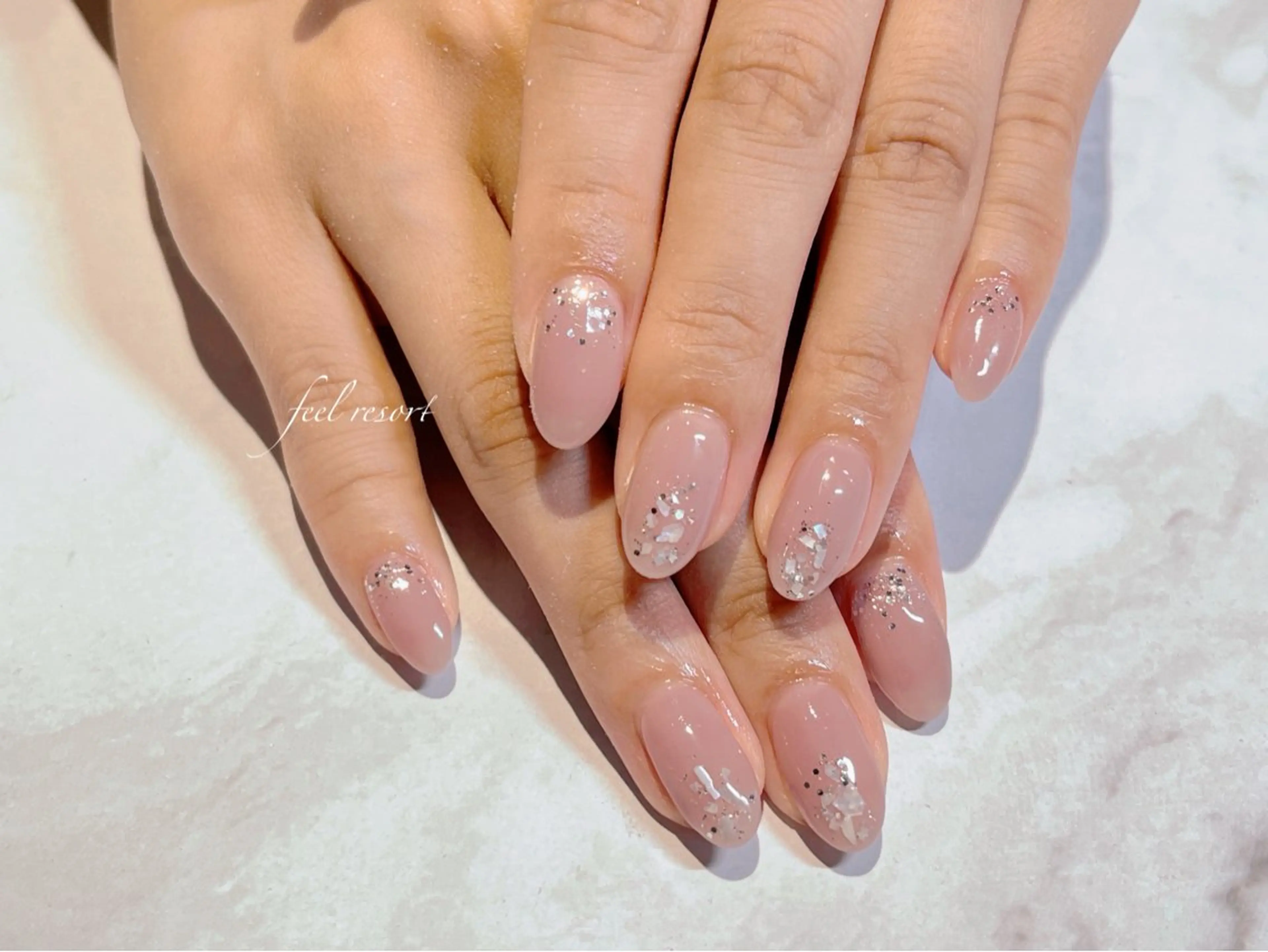 ネイル 長さ出し フットネイル フレンチネイル ジェルネイル ガラスフレンチ ハンドネイル Lien（リアン） 銀座駅6分のネイルデザイン