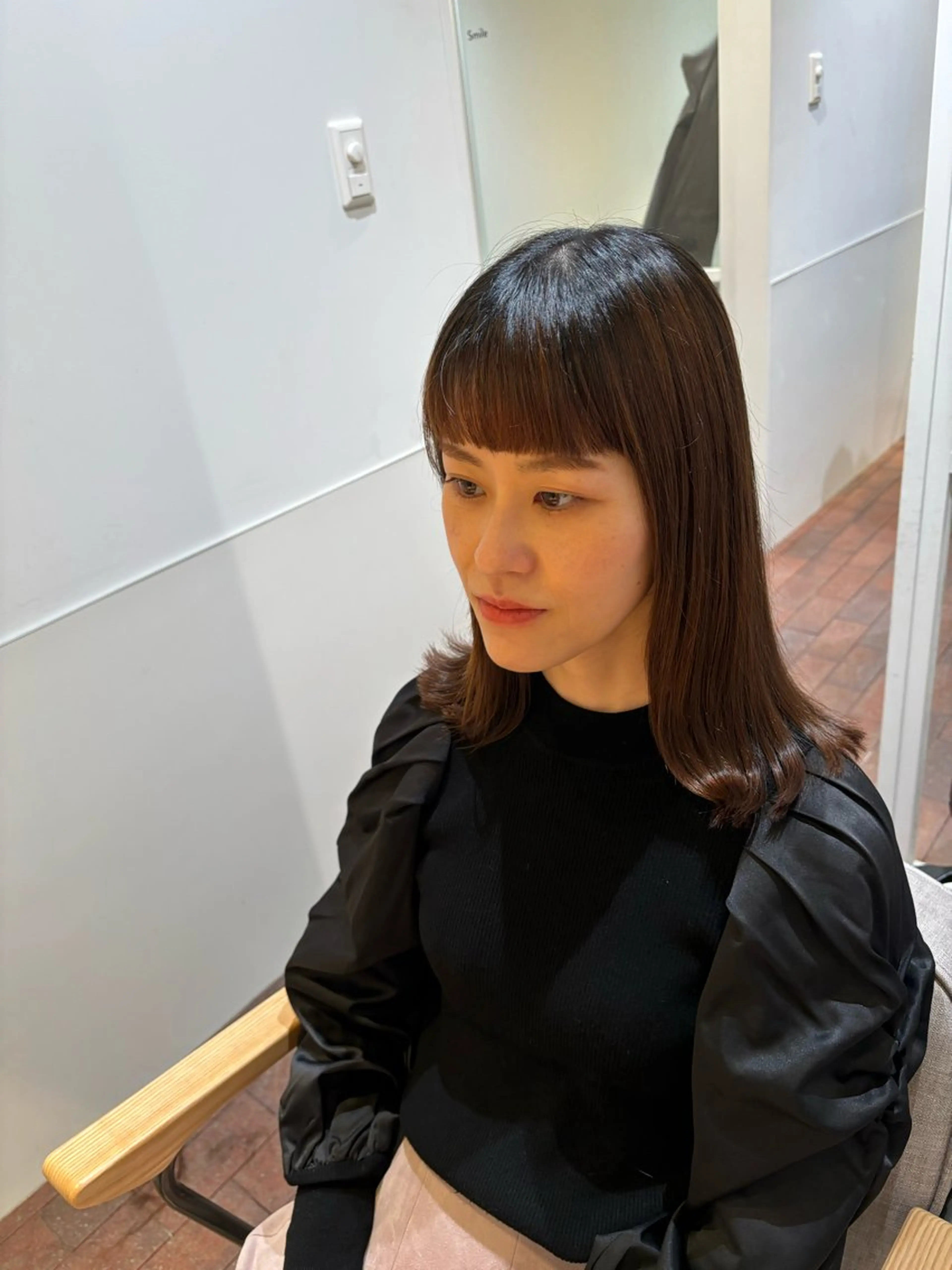 ミディアム オン眉 カット マンツーマン 縮毛矯正/マユコのヘアスタイル