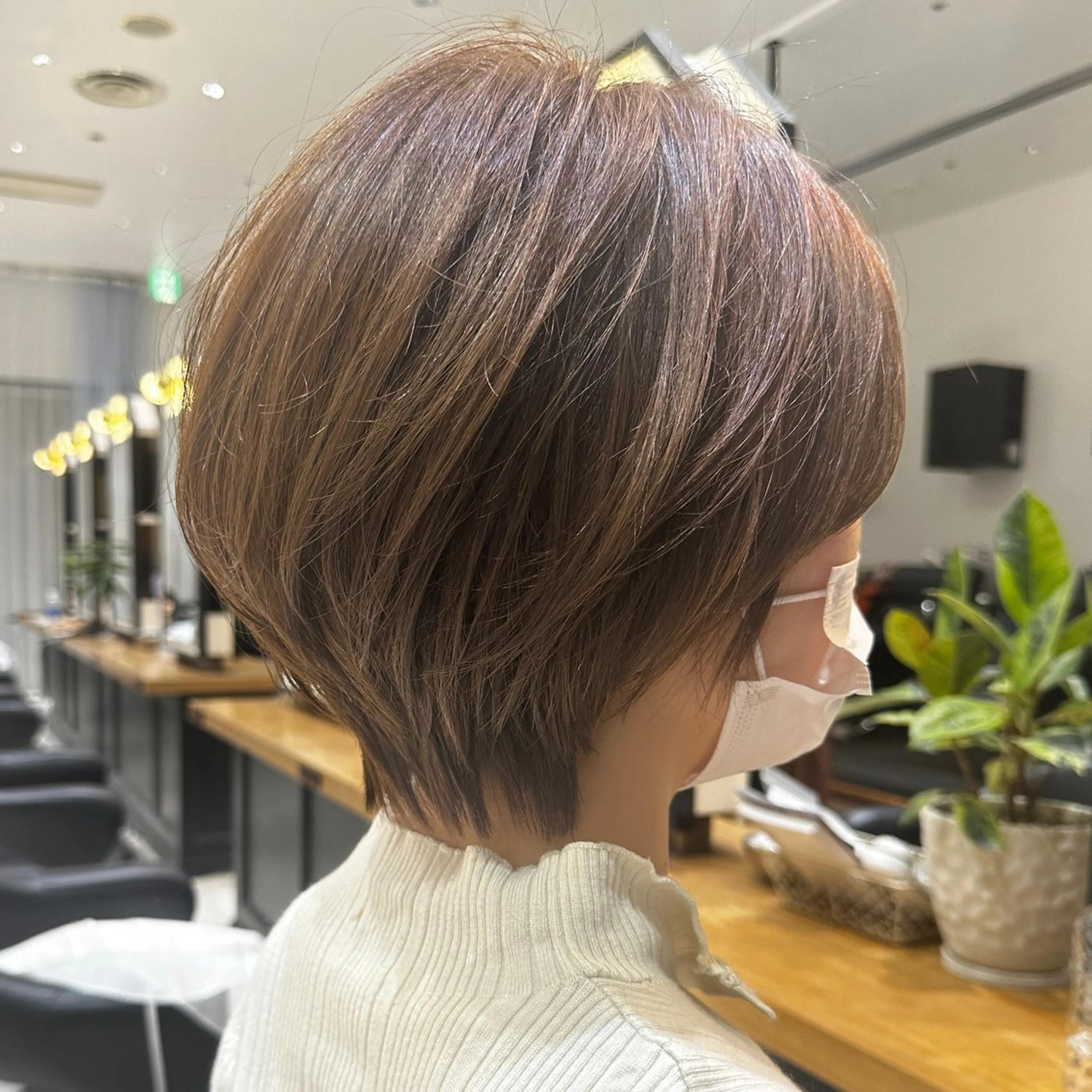 ショート カラー ブラウンカラー ショートヘア レイヤー/グレージュ メンズパーマのヘアスタイル