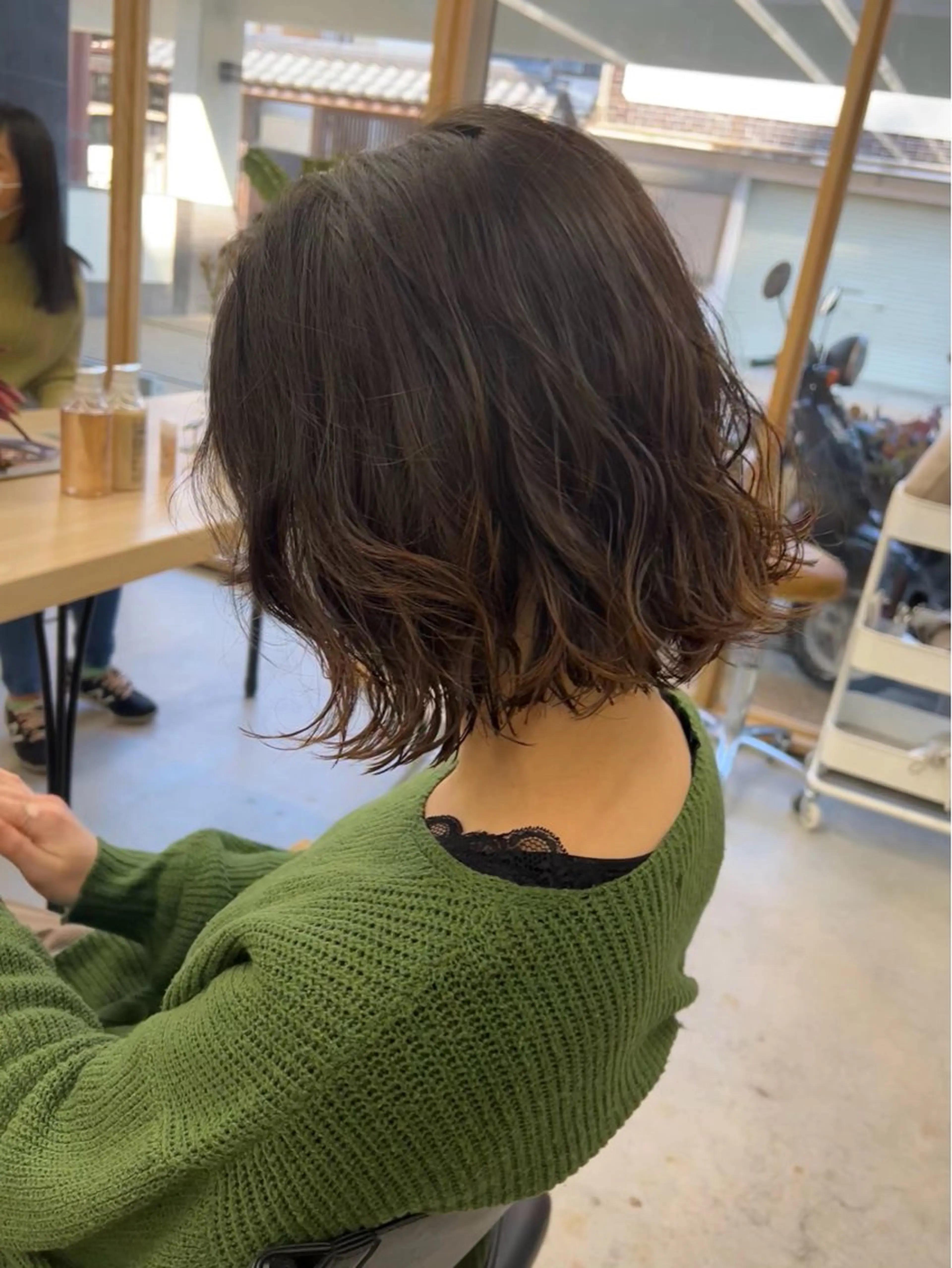 ミディアム パーマ 瑠己杏(るきあ) : ボブ/メイドカラーのヘアスタイル