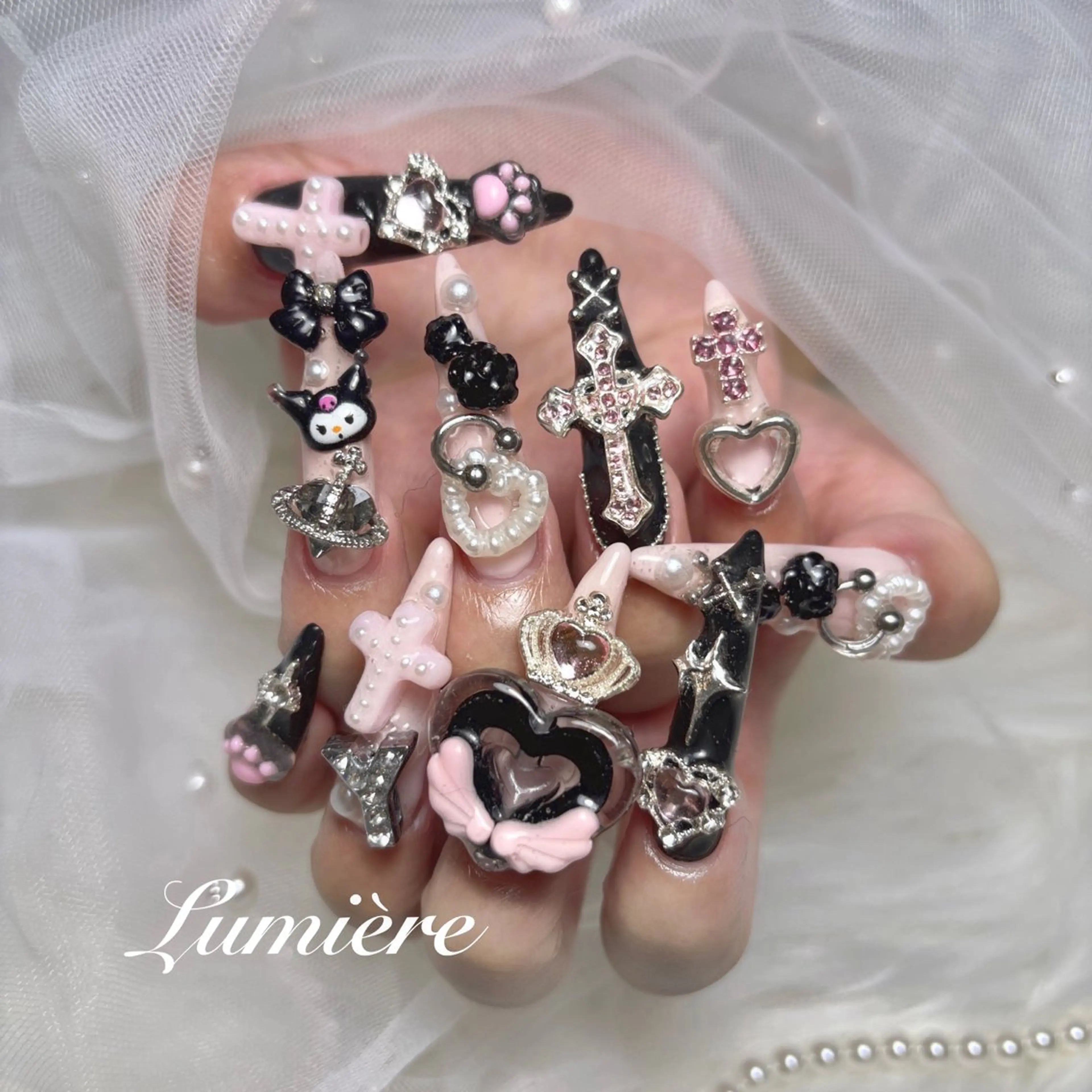 ネイル ロングネイル スーパーロングネイル ハンドネイル Lumière｜ ロング｜ワンホンのネイルデザイン