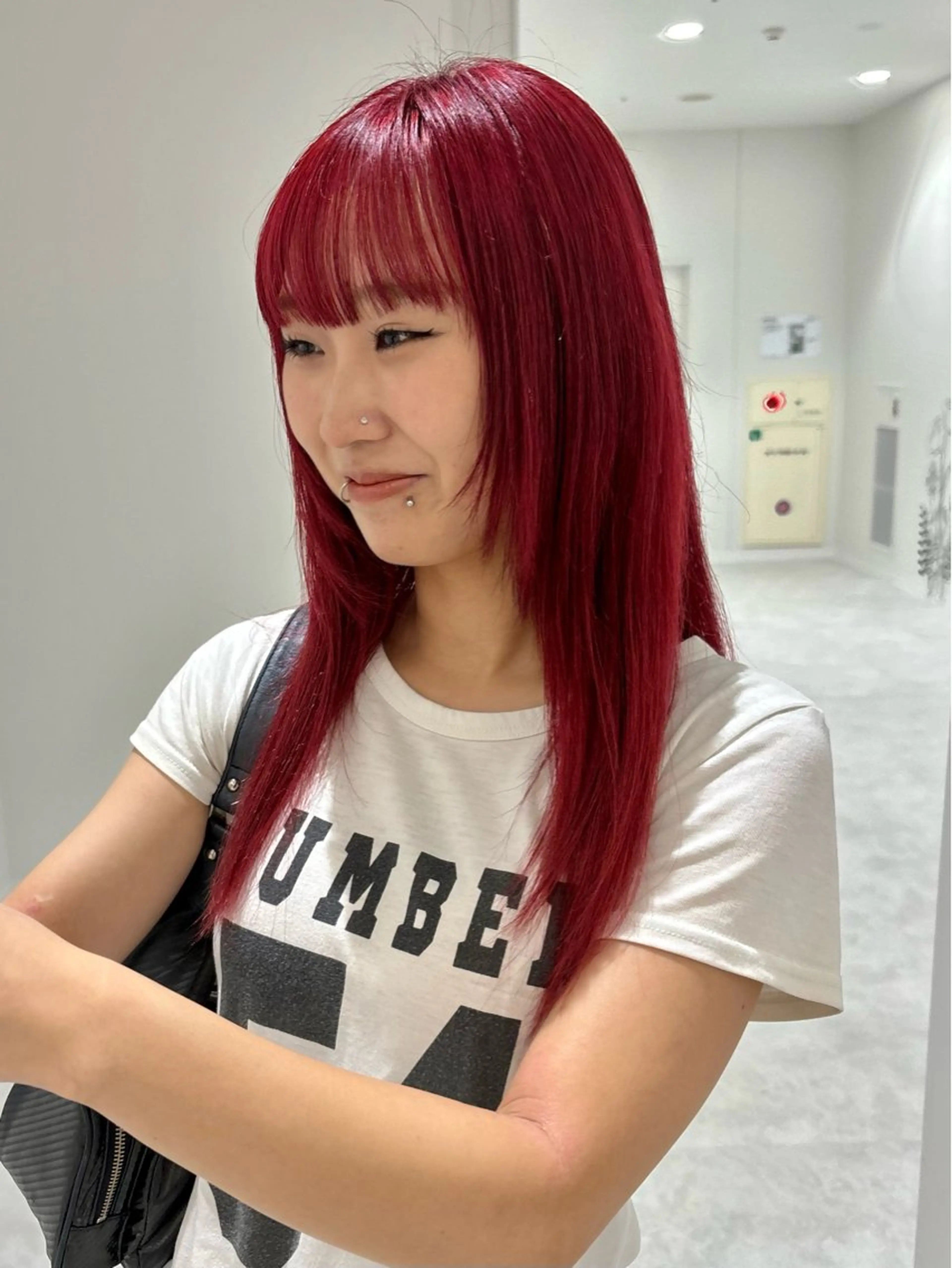 セミロング カラー ヘアアレンジ ブリーチ レッドカラー iena渋谷 /ゆーこのマツエク・マツパデザイン