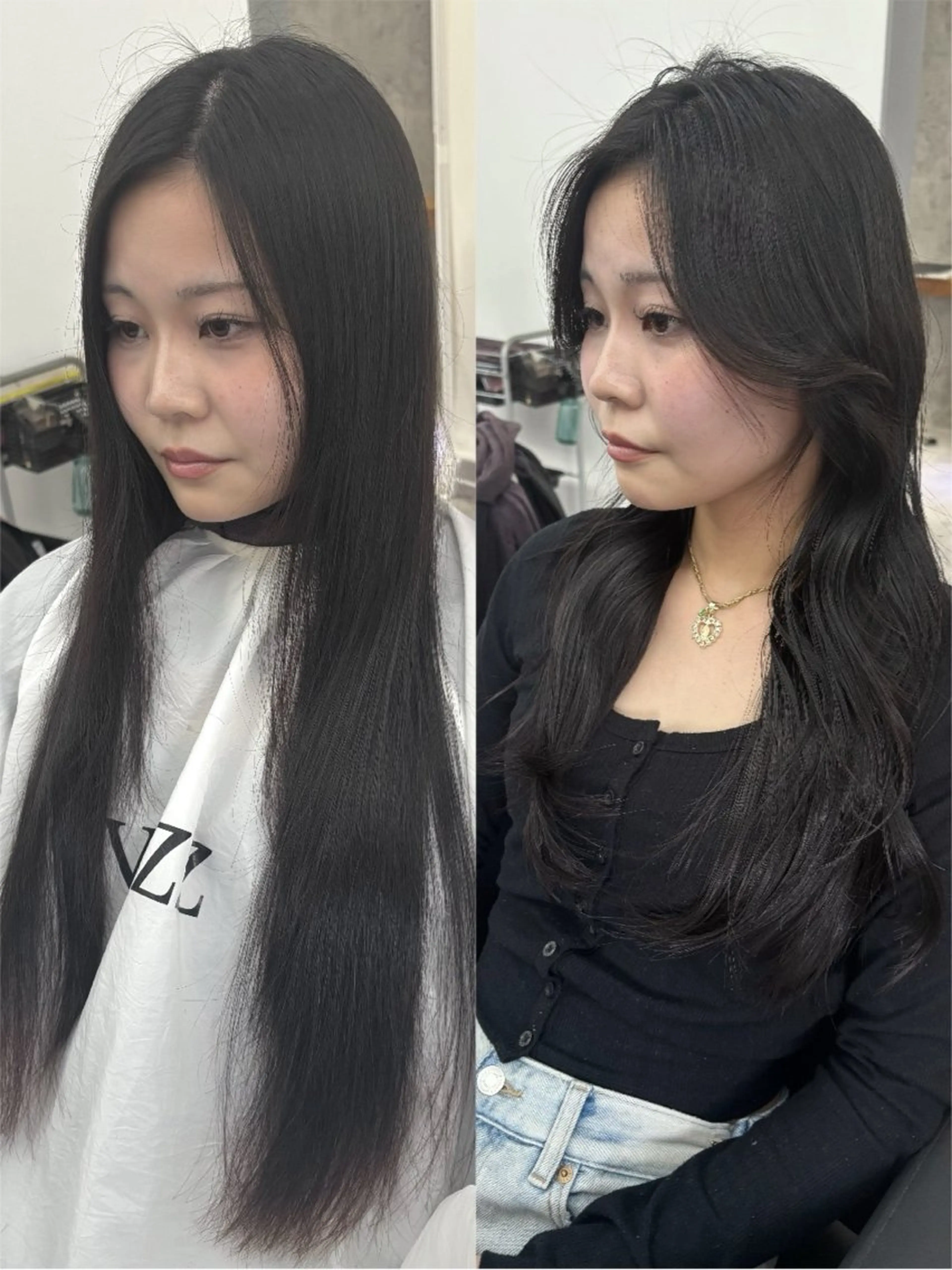 ロング カラー ヘアアレンジ カット vizz by el yts 北谷エクステのヘアスタイル