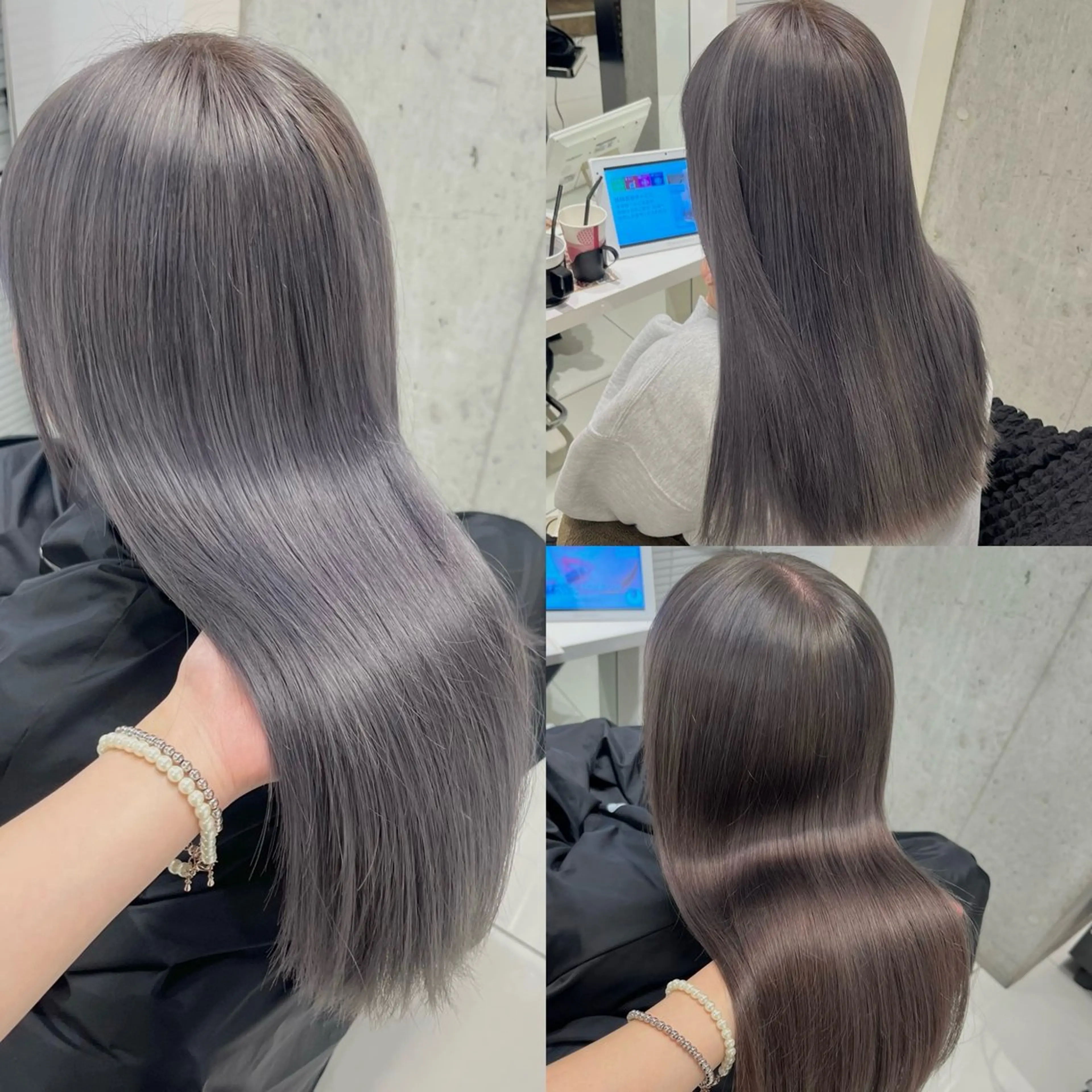 セミロング カラー ブリーチ 透明感カラー りおな/髪質改善/ カラー /平尾のヘアスタイル