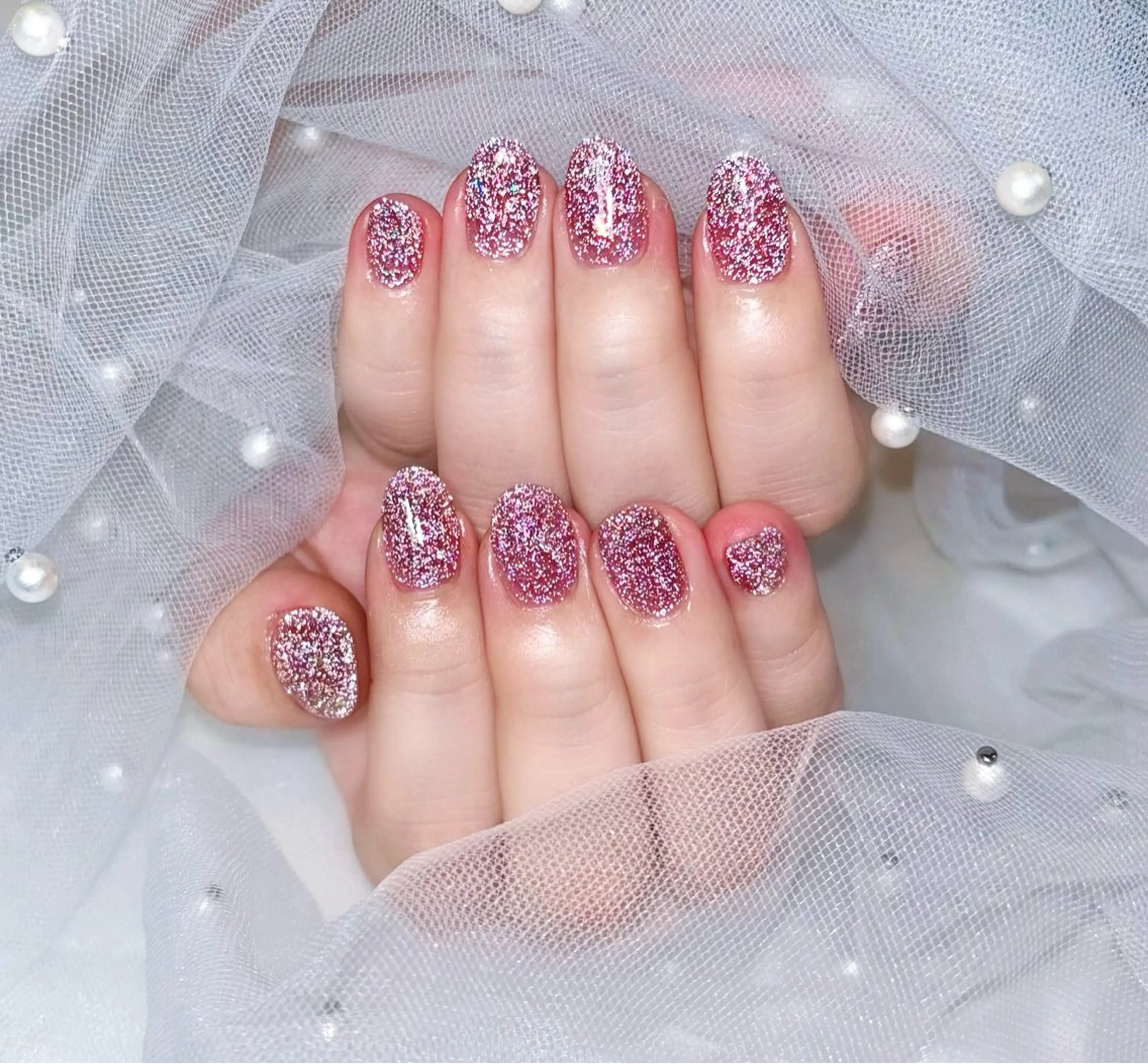 ネイル フラッシュネイル ジェルネイル ワンカラーネイル ピンク Chat noir所属・【chatnoir】 MIYUのネイルデザイン