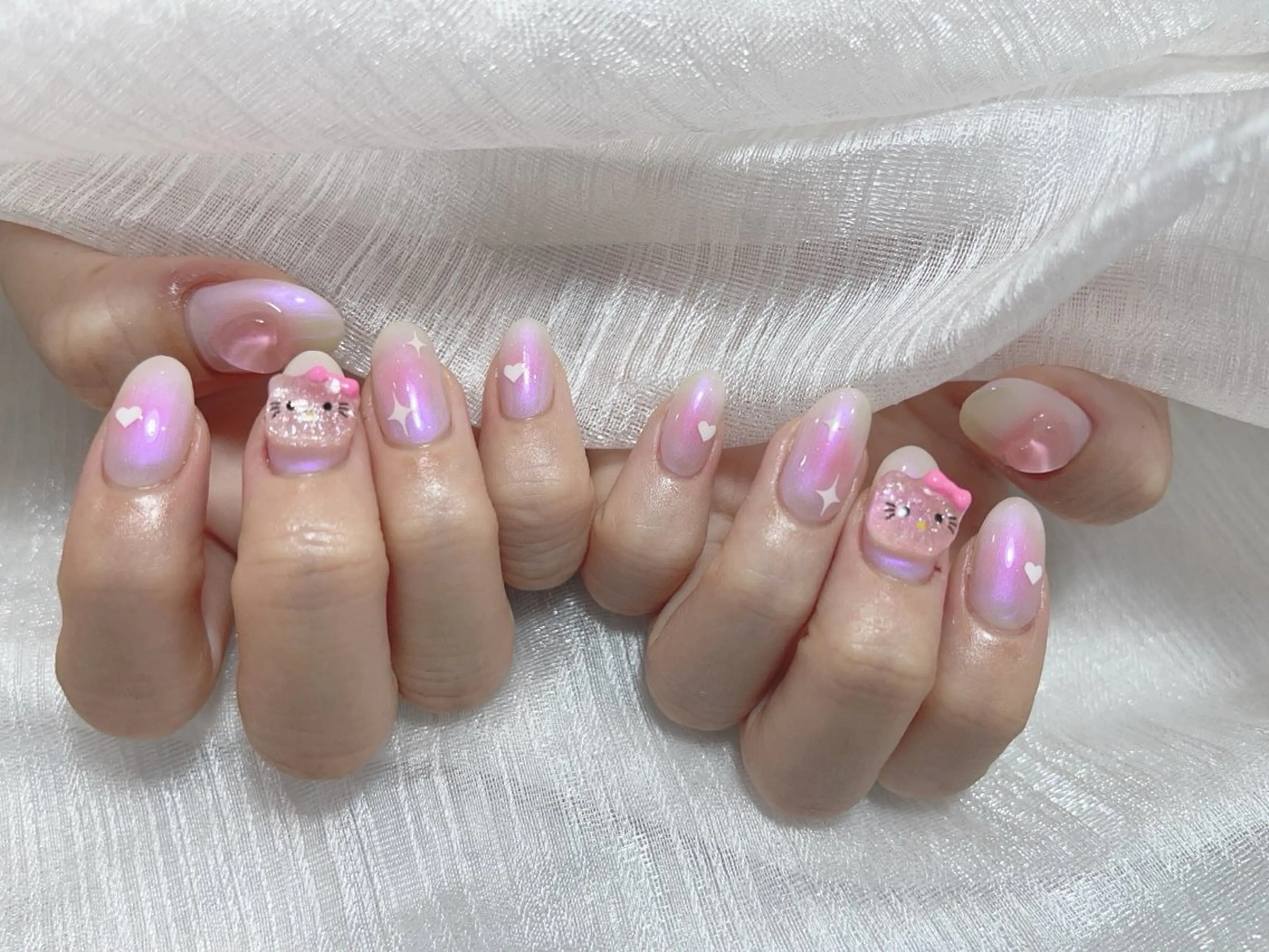 ネイル アートネイル フラッシュネイル フレンチネイル ガラスフレンチ グラデーション M2beauty Renaのネイルデザイン