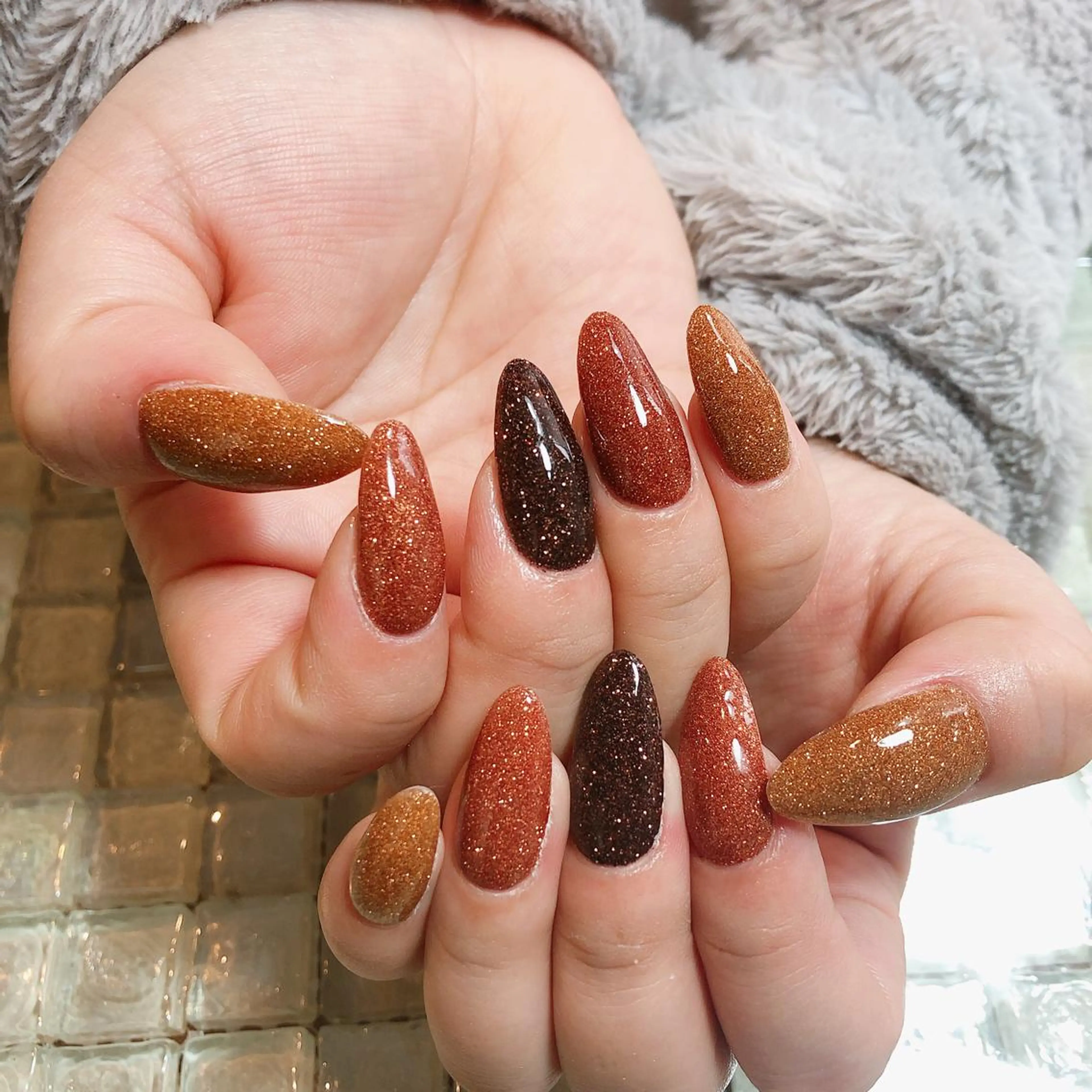 ネイル ラメ(グリッター) ワンカラーネイル バレンタイン ハンドネイル 工藤 理恵のネイルデザイン