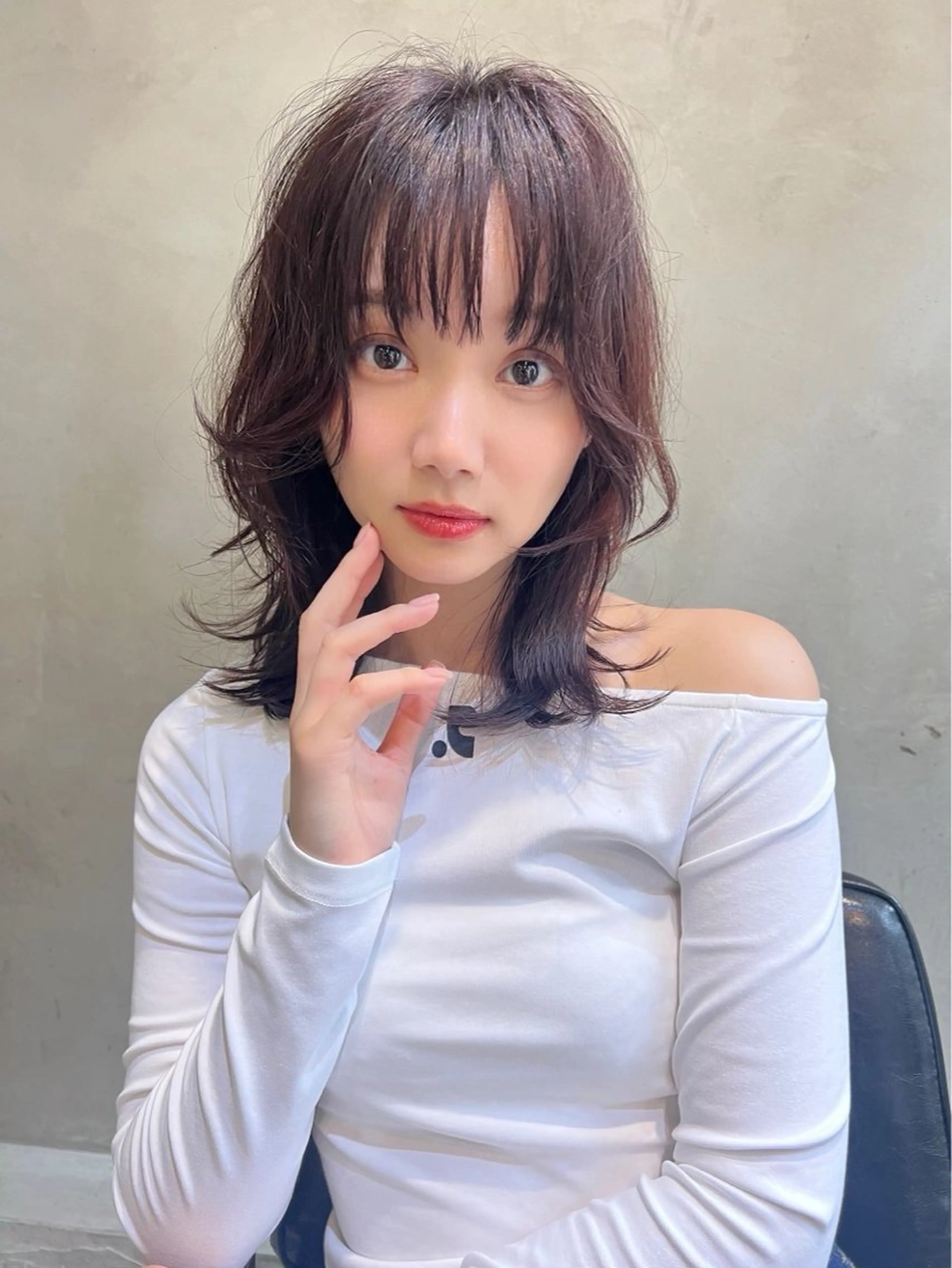 ミディアム カラー レイヤーカット カット パーマ ✨🩷似合わせ🩷✨ ブリーチ🫰🏾前川のヘアスタイル