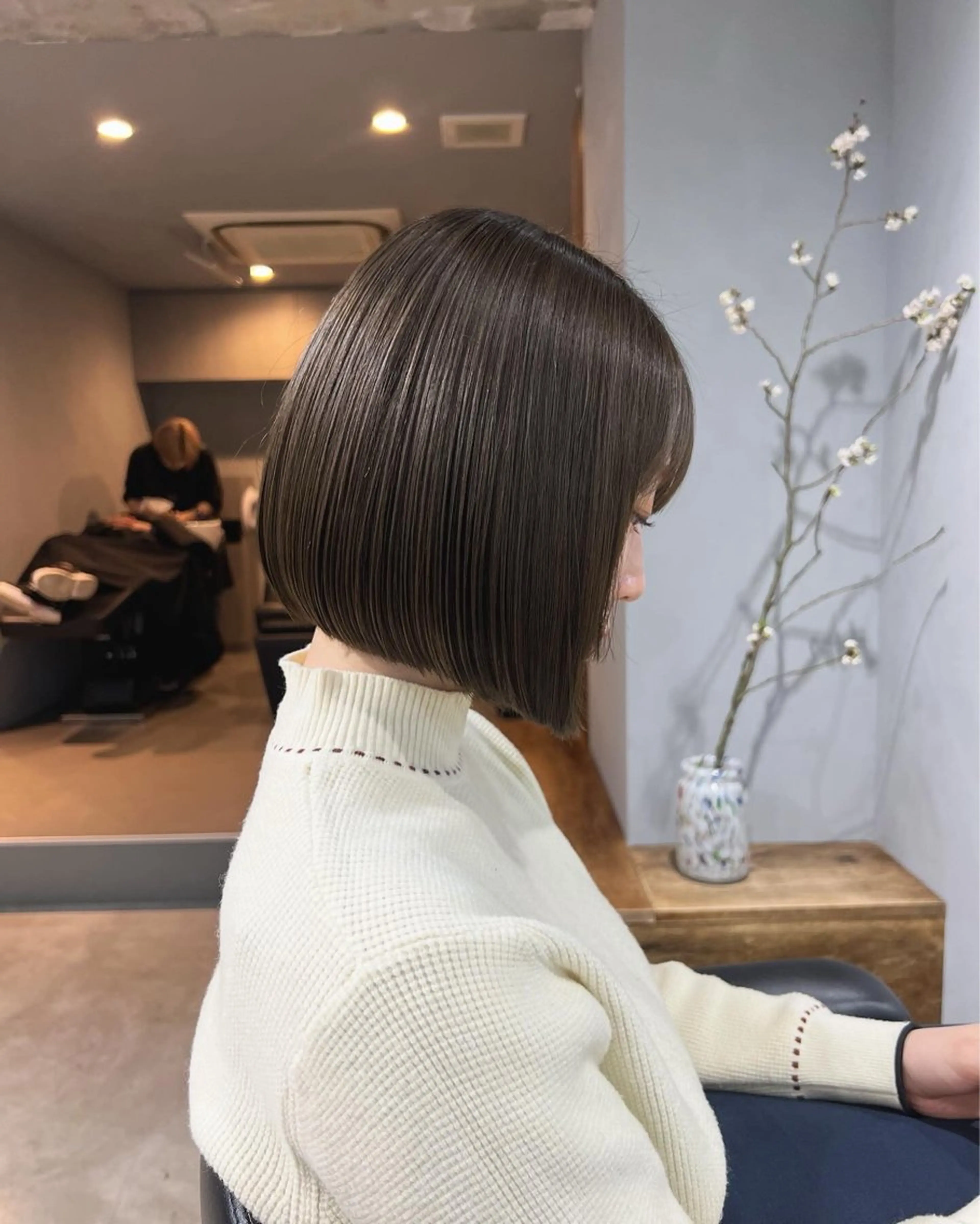 ミディアム カラー ヘアカラー トリートメント akane/ボブ /オリーブベージュのヘアスタイル