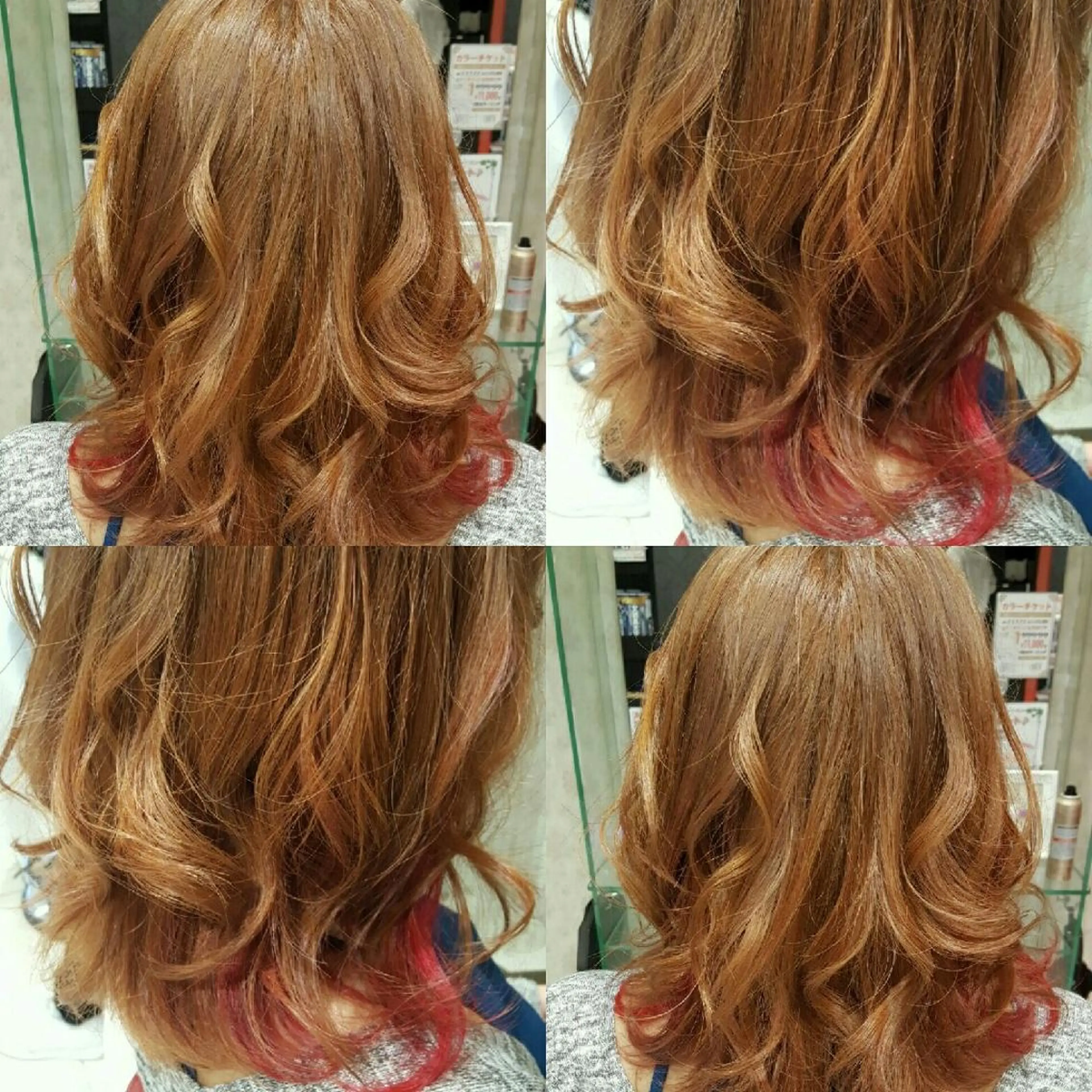 ミディアム カラー ヘアアレンジ アッシュ ベージュカラー ハイトーンカラー インナーカラー レッドカラー 秋山 幸太のヘアスタイル
