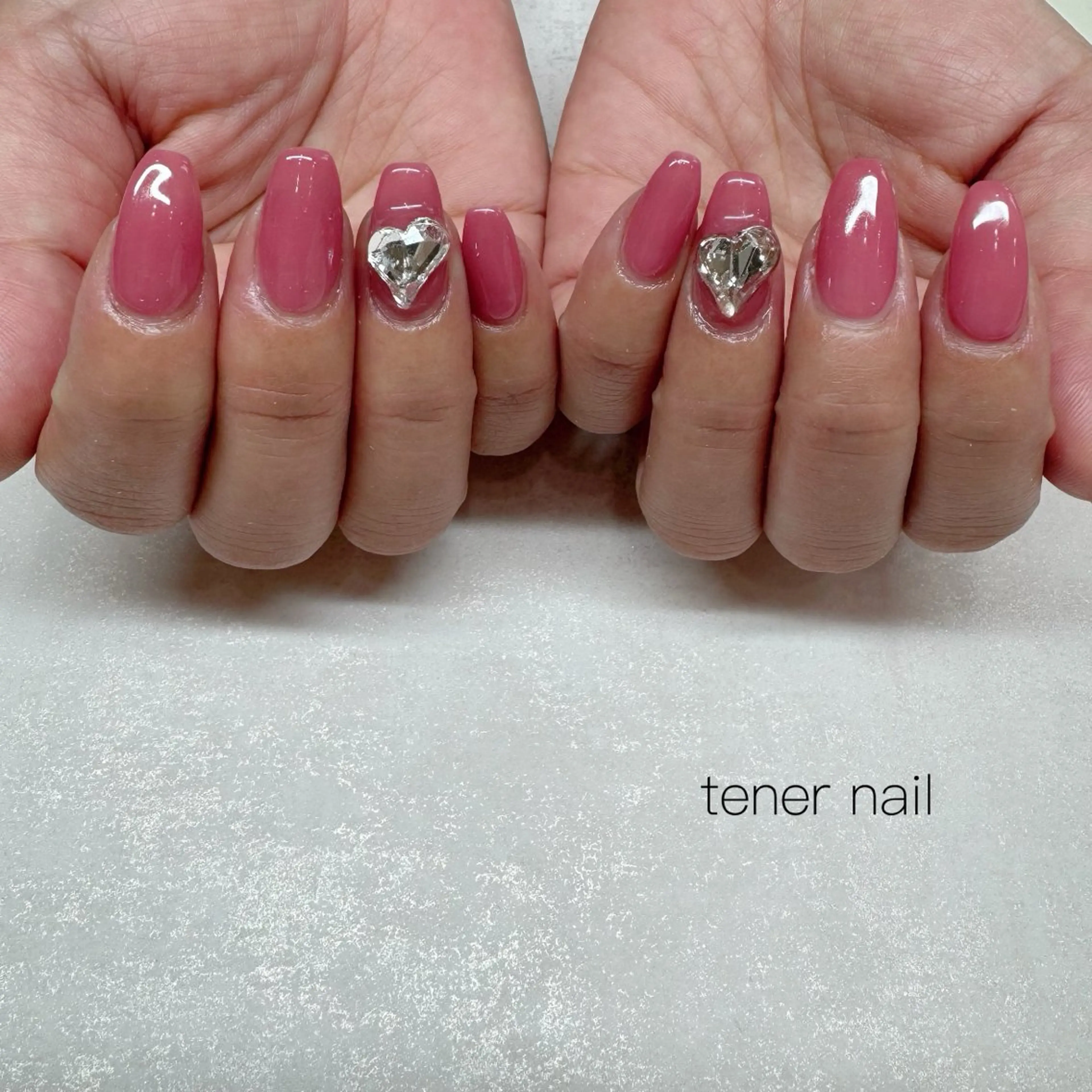 ネイル ハート ピンク ハンドネイル テネルネイル tener nailのネイルデザイン