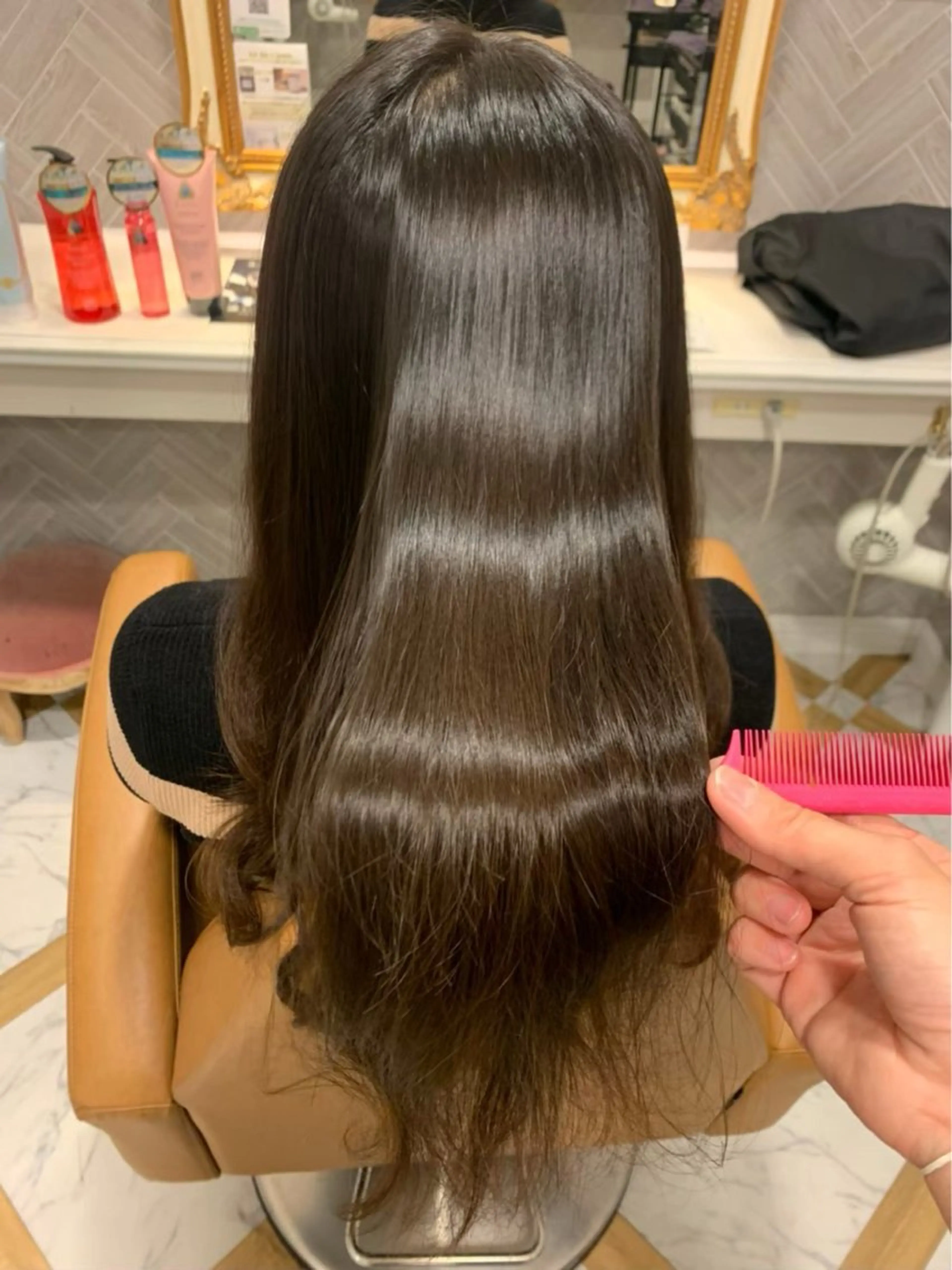 セミロング カット 縮毛矯正 トリートメント ボブ/縮毛矯正 髪質改善/もえるのヘアスタイル