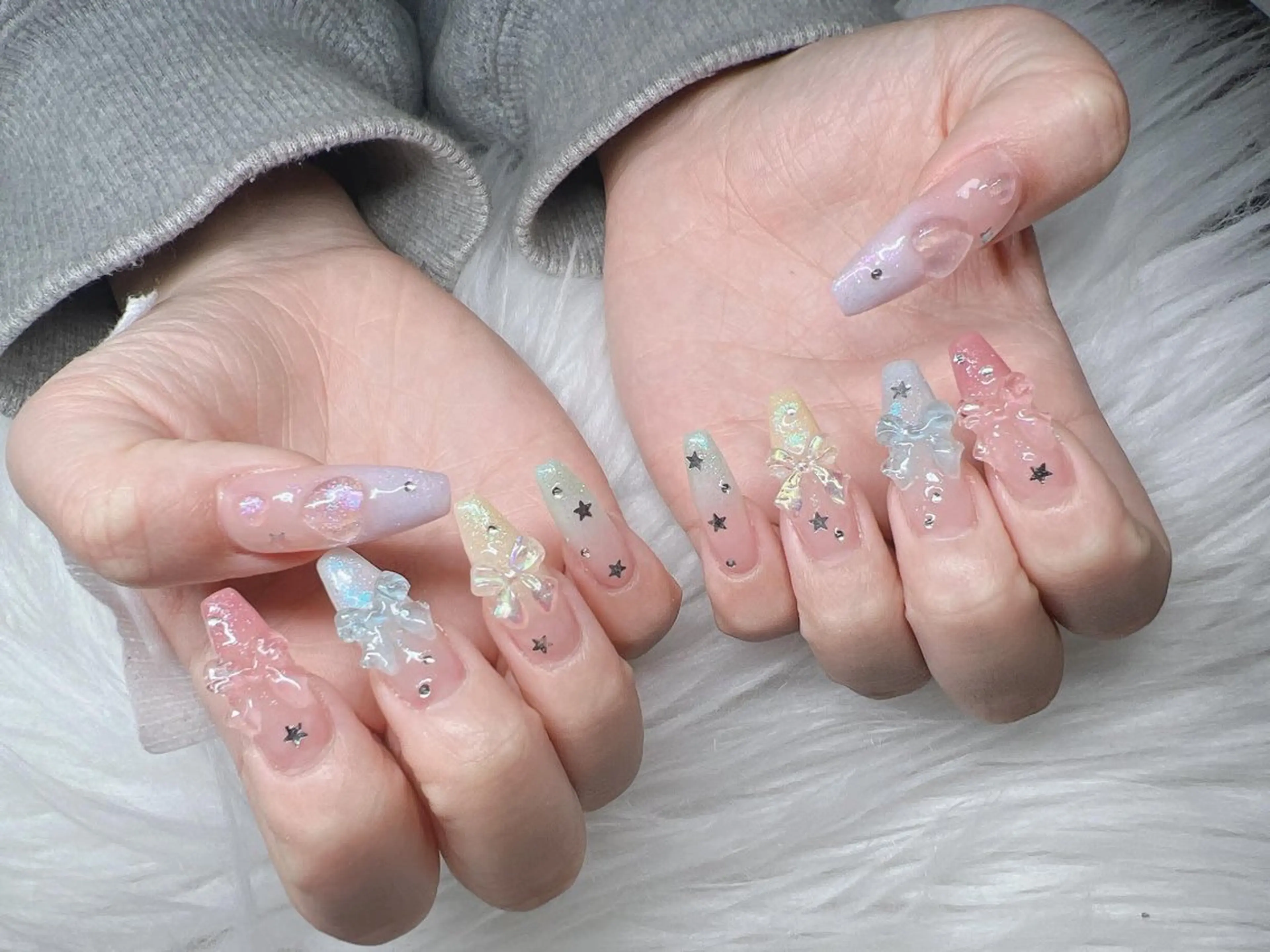 ネイル 長さ出し グラデーション 卒業式 キラキラネイル マグネットネイル ハンドネイル Lee Nailsのネイルデザイン