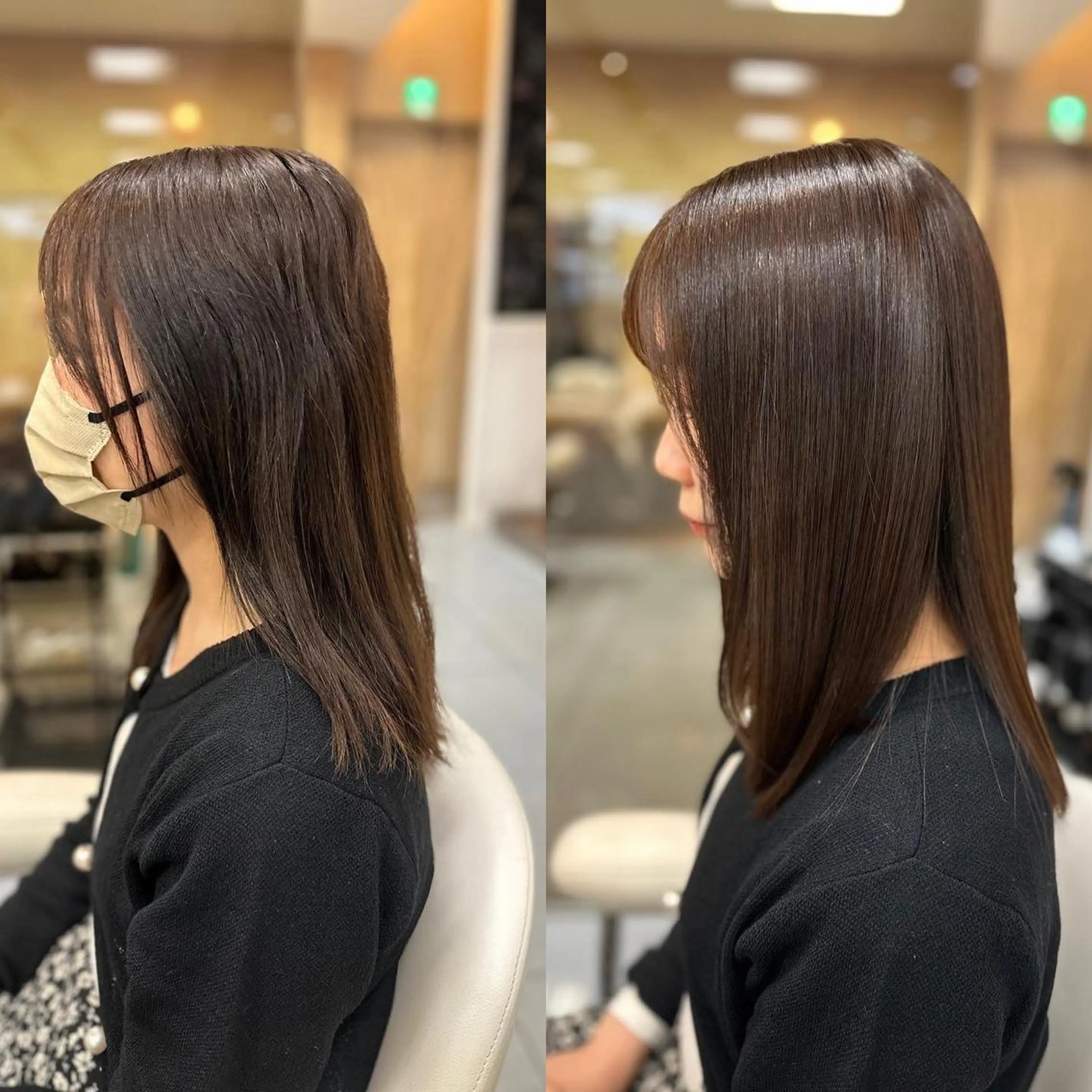 ミディアム パーマ カット 縮毛矯正 トリートメント 髪質改善/縮毛矯正 /レイヤー岡部のヘアスタイル