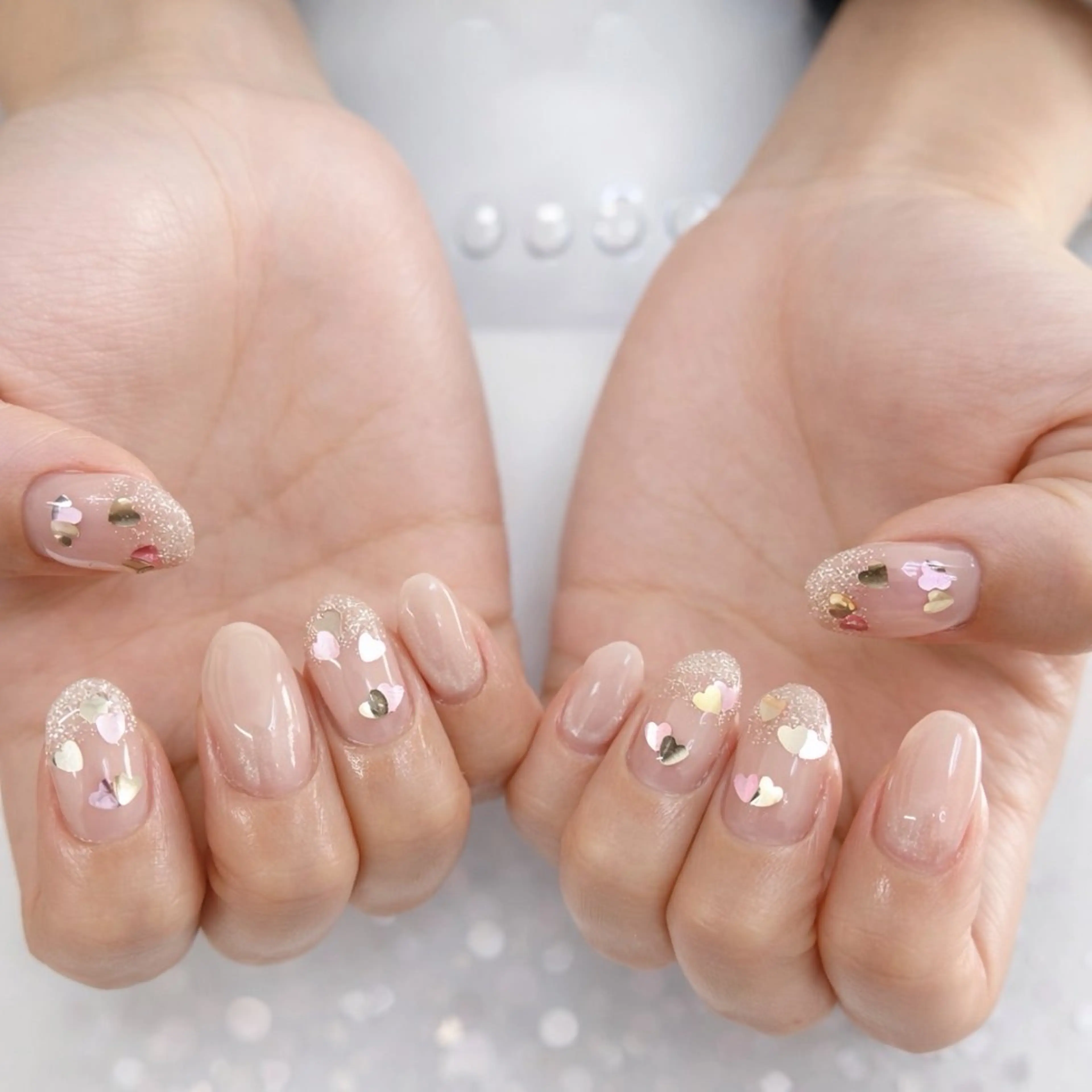 ネイル ハート ラメ(グリッター) オフィスネイル ハンドネイル Kii nailのネイルデザイン