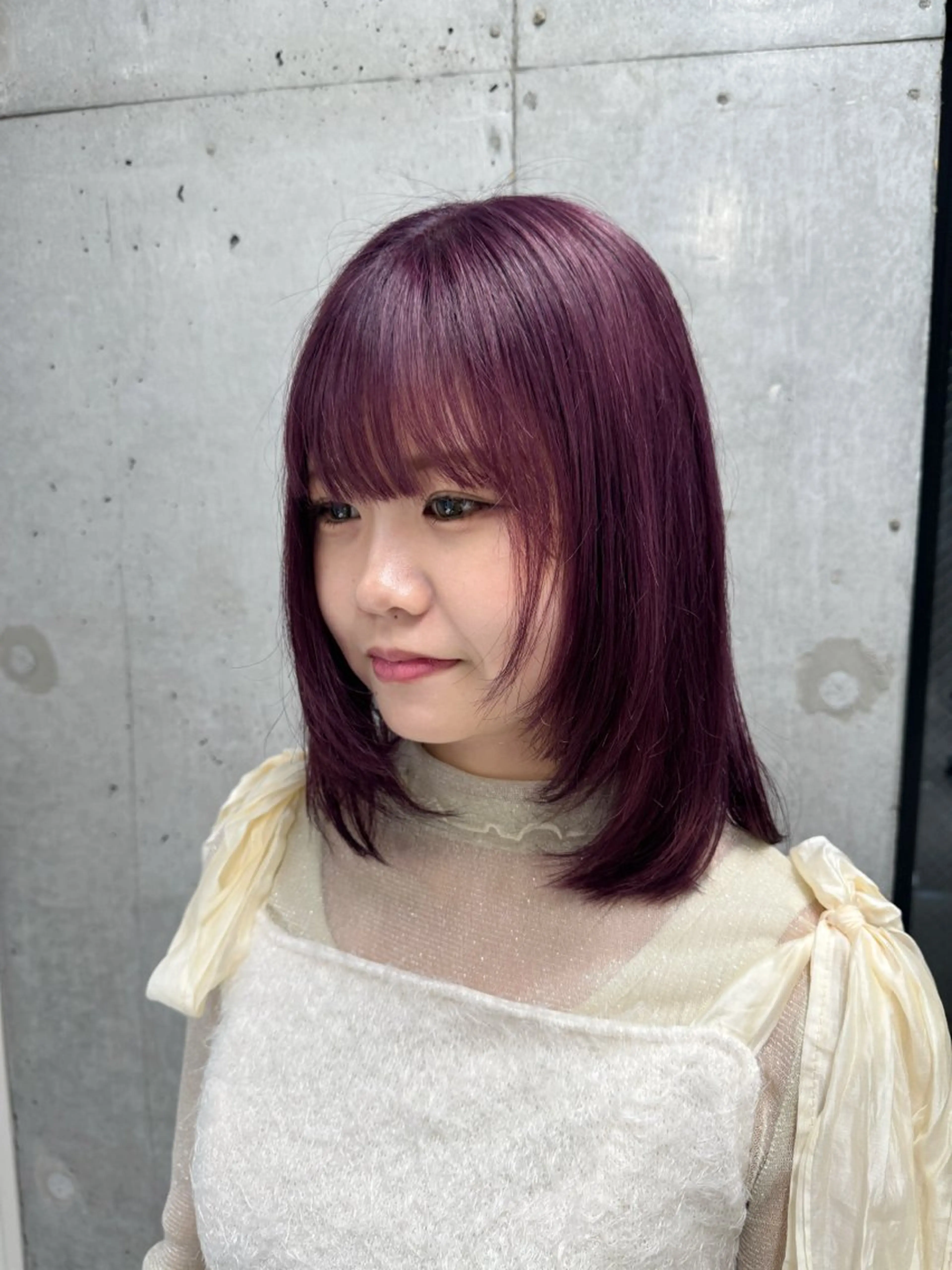セミロング カラー ピンクカラー バイオレットカラー Mana/似合わせ レイヤー/ウルフのヘアスタイル