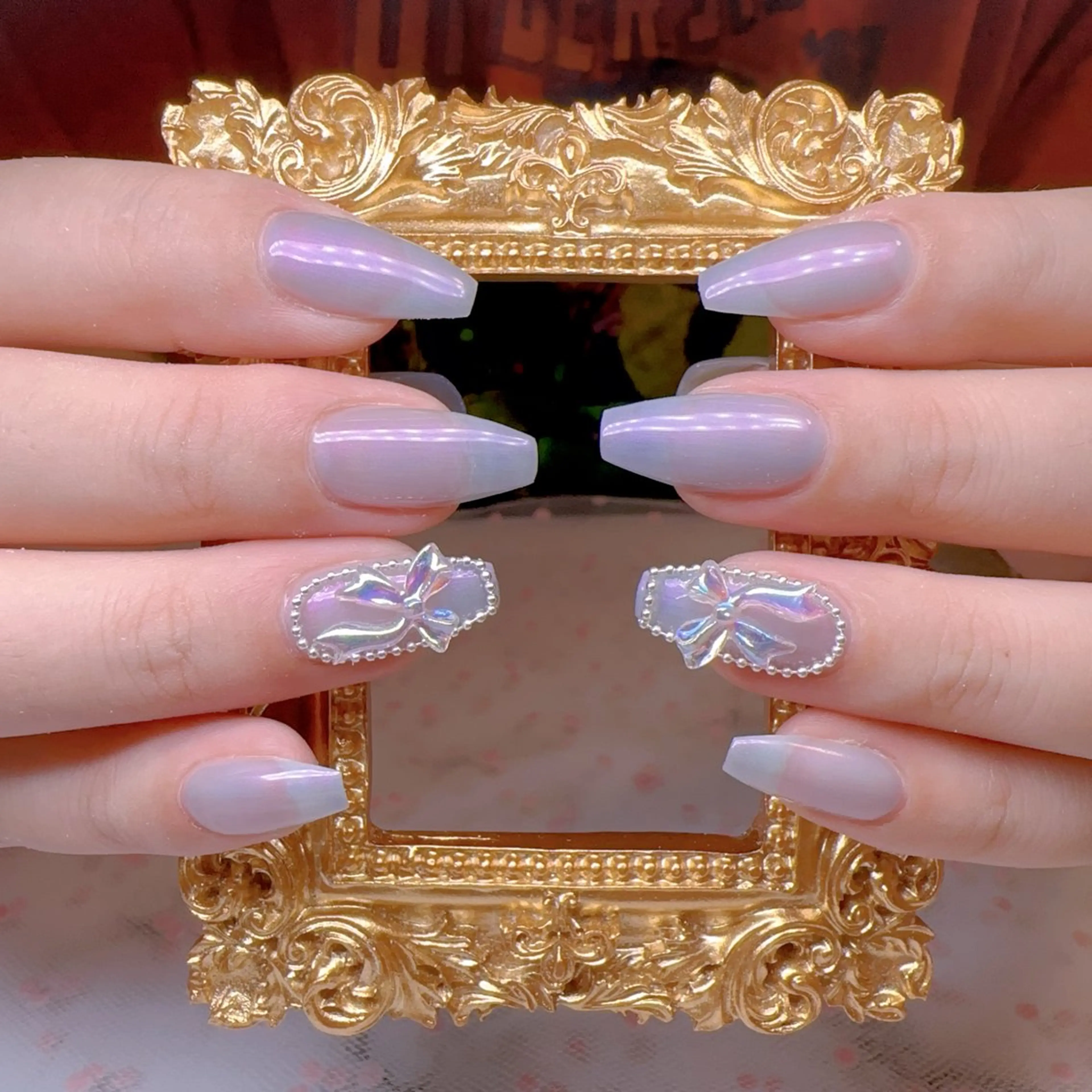 ネイル オーロラネイル 長さ出し フットネイル 韓国ネイル ラメ(グリッター) ハンドネイル Belle nail salon 新小岩のネイルデザイン