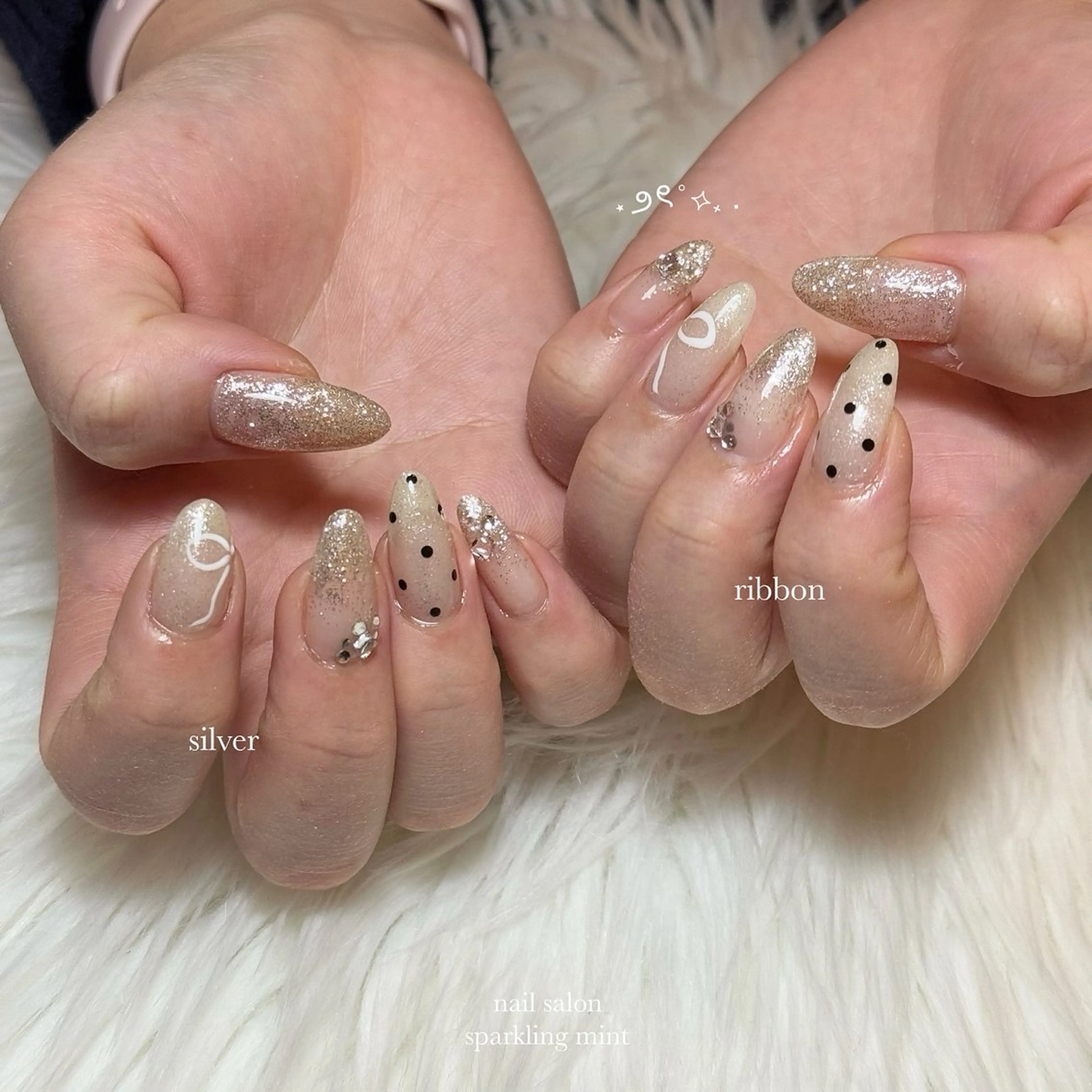 ネイル キラキラネイル リボン natsuki 🎀💎モデル様募集のネイルデザイン