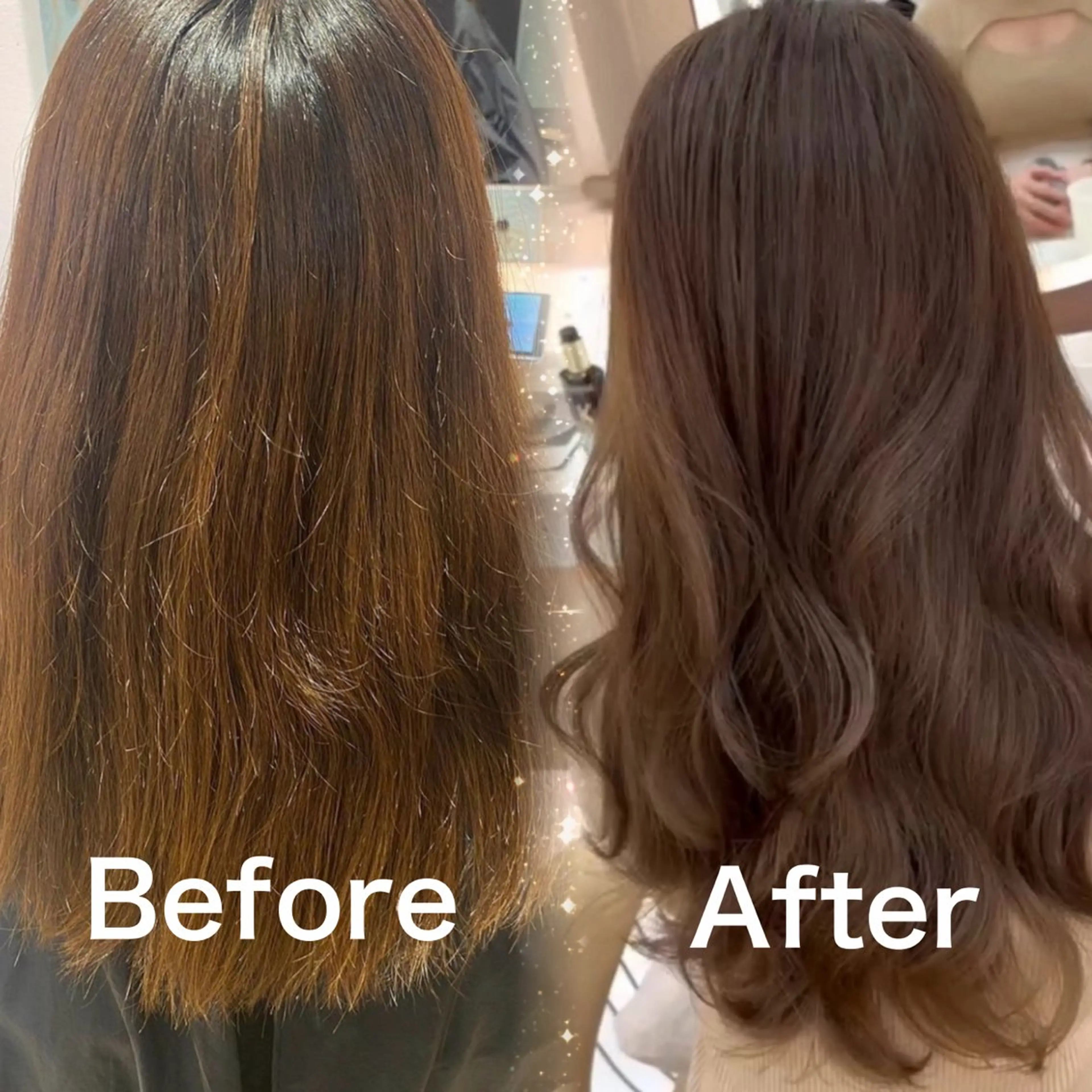 ロング カラー カット ヘアカラー トリートメント ブリーチなし 透明感カラー/艶髪のヘアスタイル