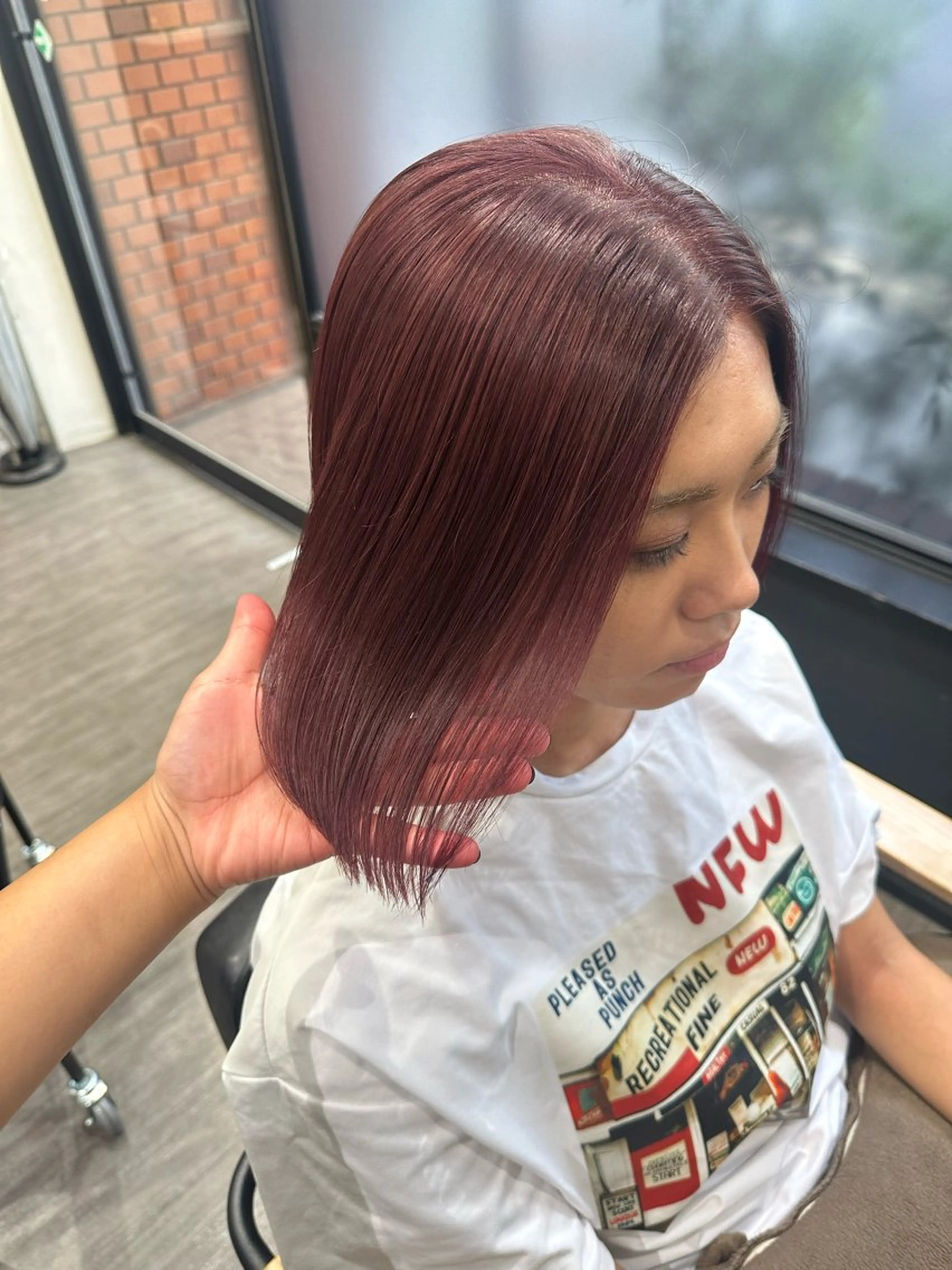 ミディアム カラー レッドカラー ヘアカラー トリートメント 艶髪レイヤー上田 紗也🇰🇷💗のヘアスタイル