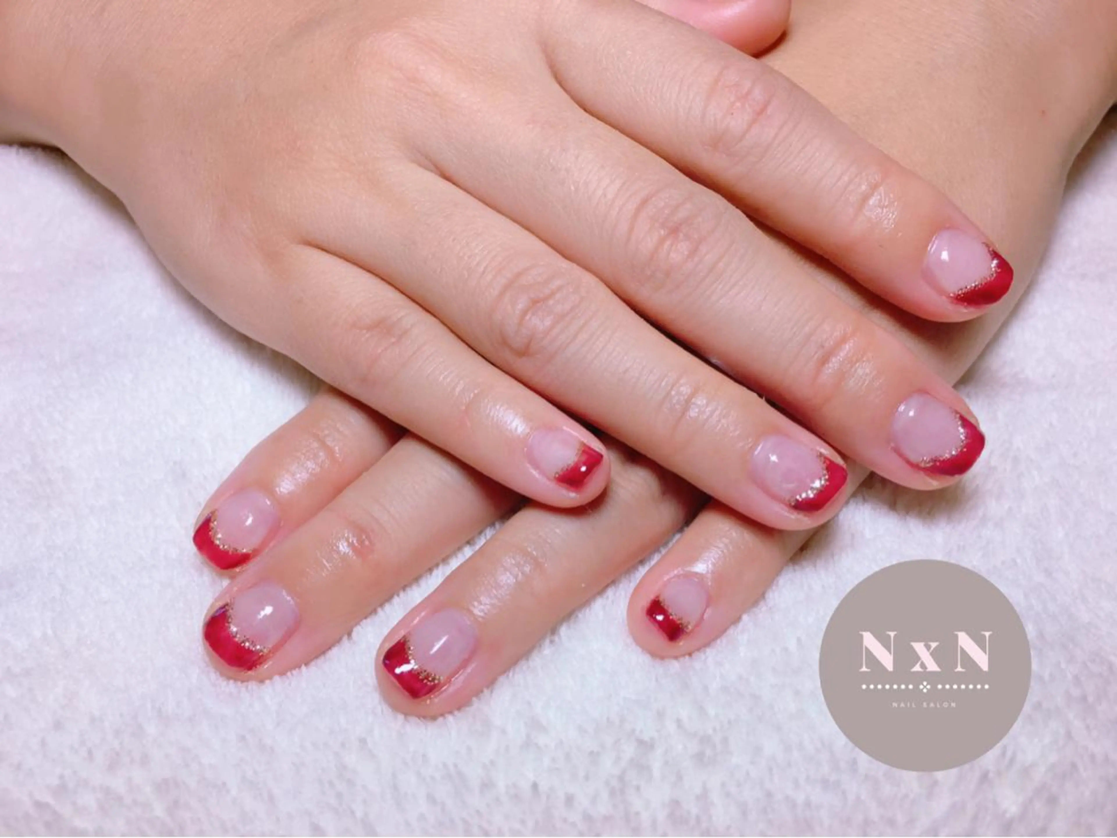 ネイル フレンチネイル ラメ(グリッター) ハンドネイル nail salon N×Nのネイルデザイン