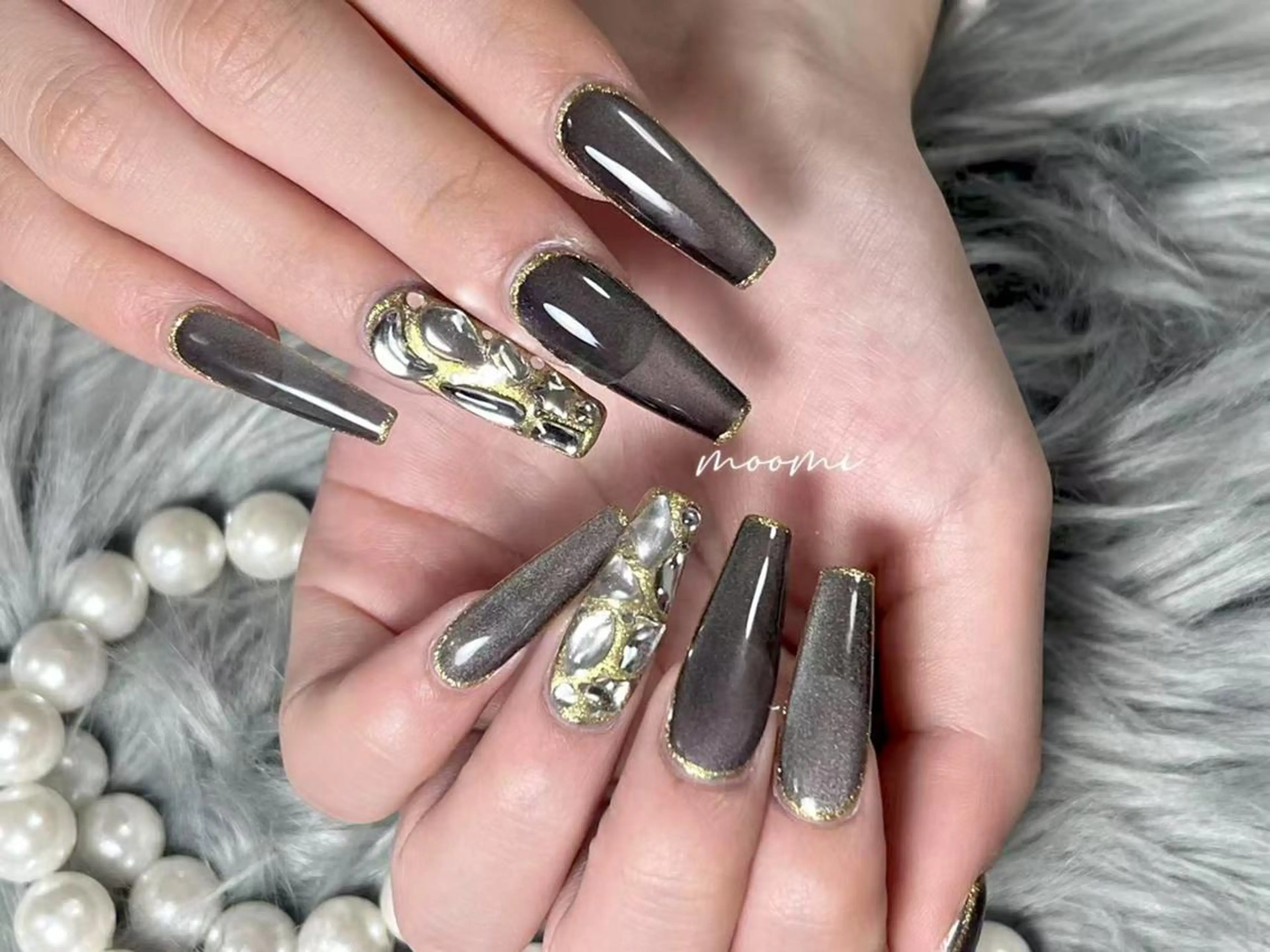 ネイル 長さ出し ジェルネイル グラデーション 韓国ネイル マグネットネイル moomi nail スカルプ専門のネイルデザイン