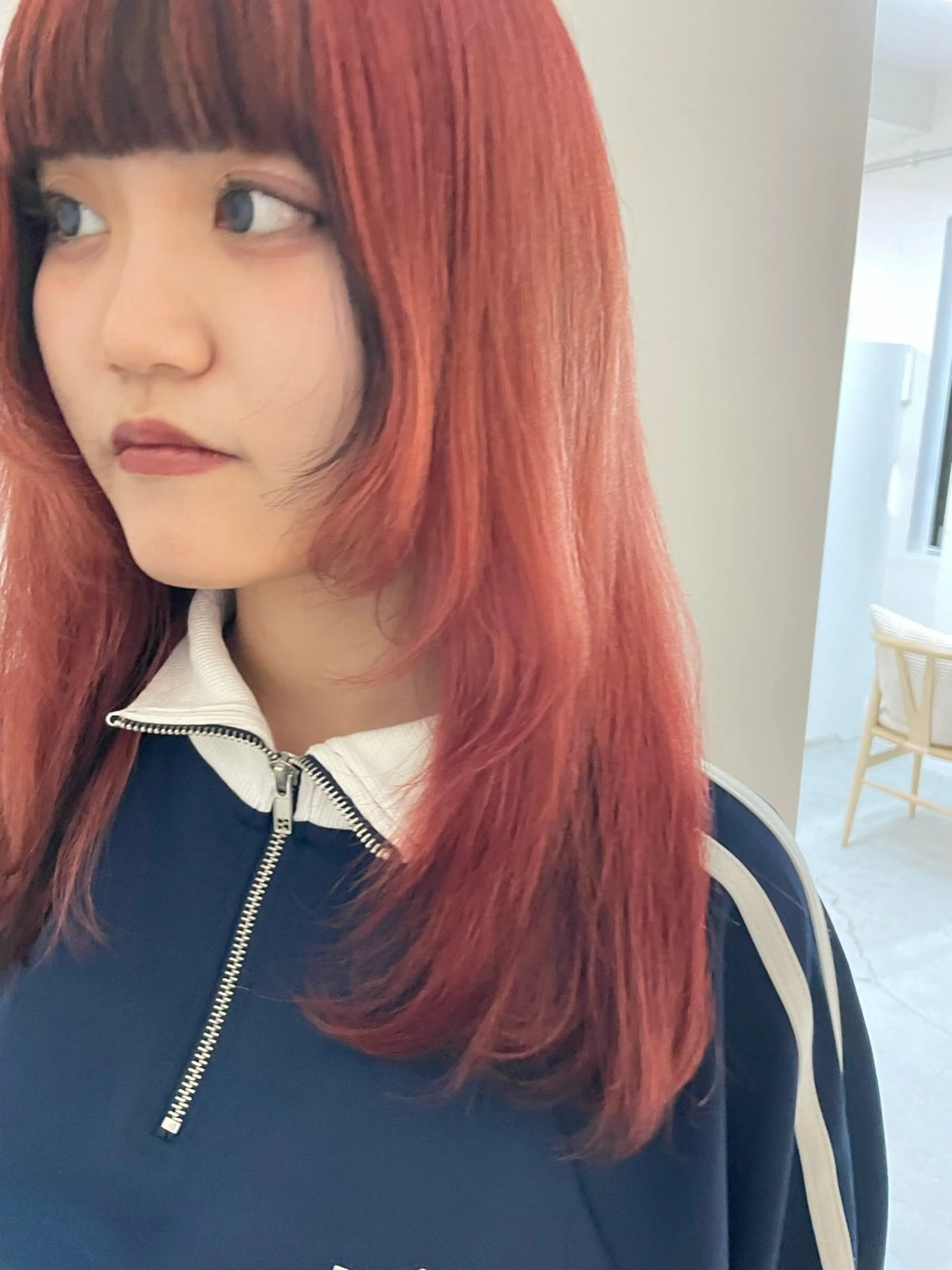 セミロング 顔まわりレイヤー レイヤーカット ナギ『kii』 福岡美容室🇰🇷のヘアスタイル