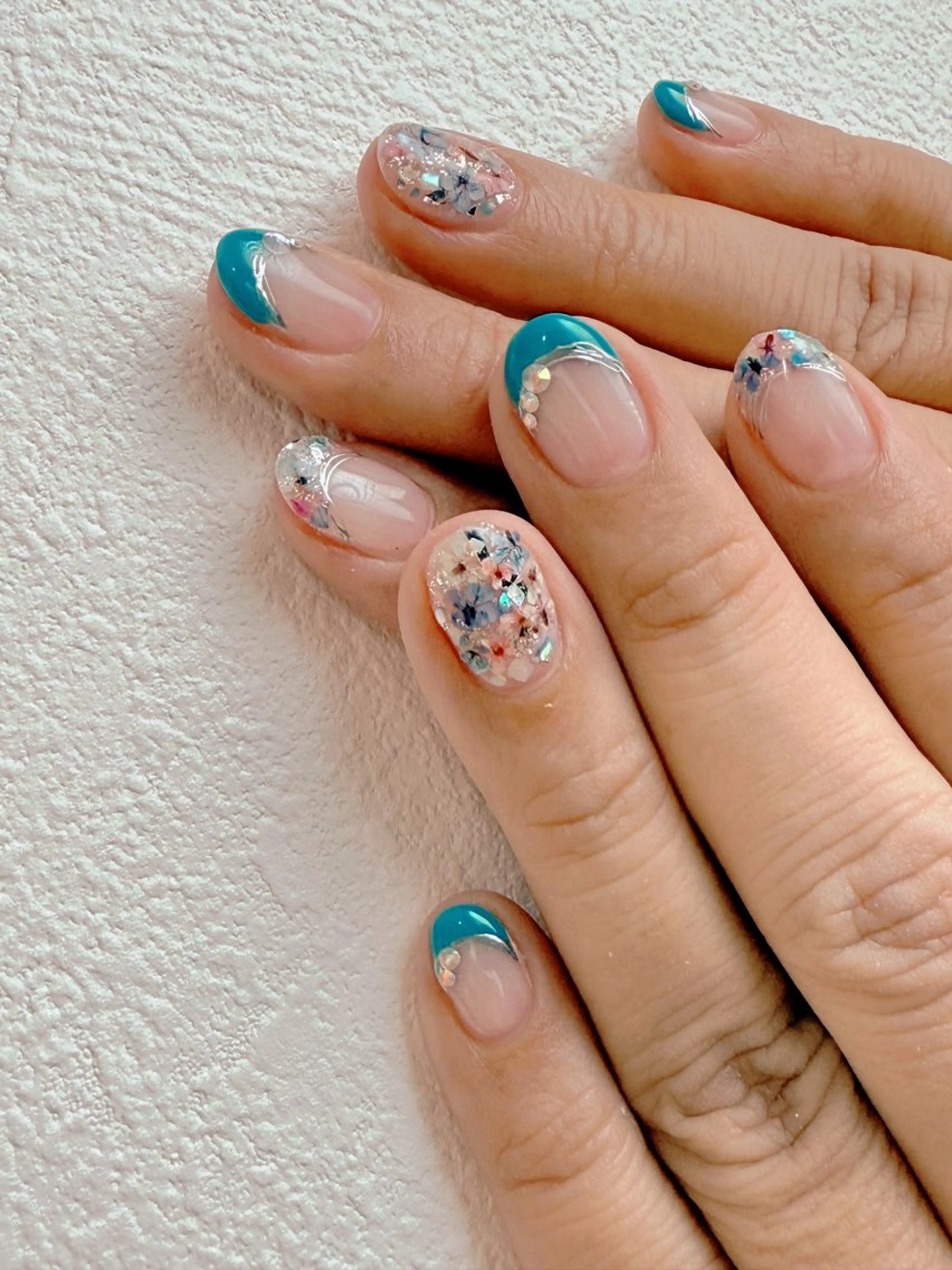 ネイル 長さ出し フットネイル フレンチネイル ジェルネイル ガラスフレンチ ハンドネイル Lien（リアン） 銀座駅6分のネイルデザイン