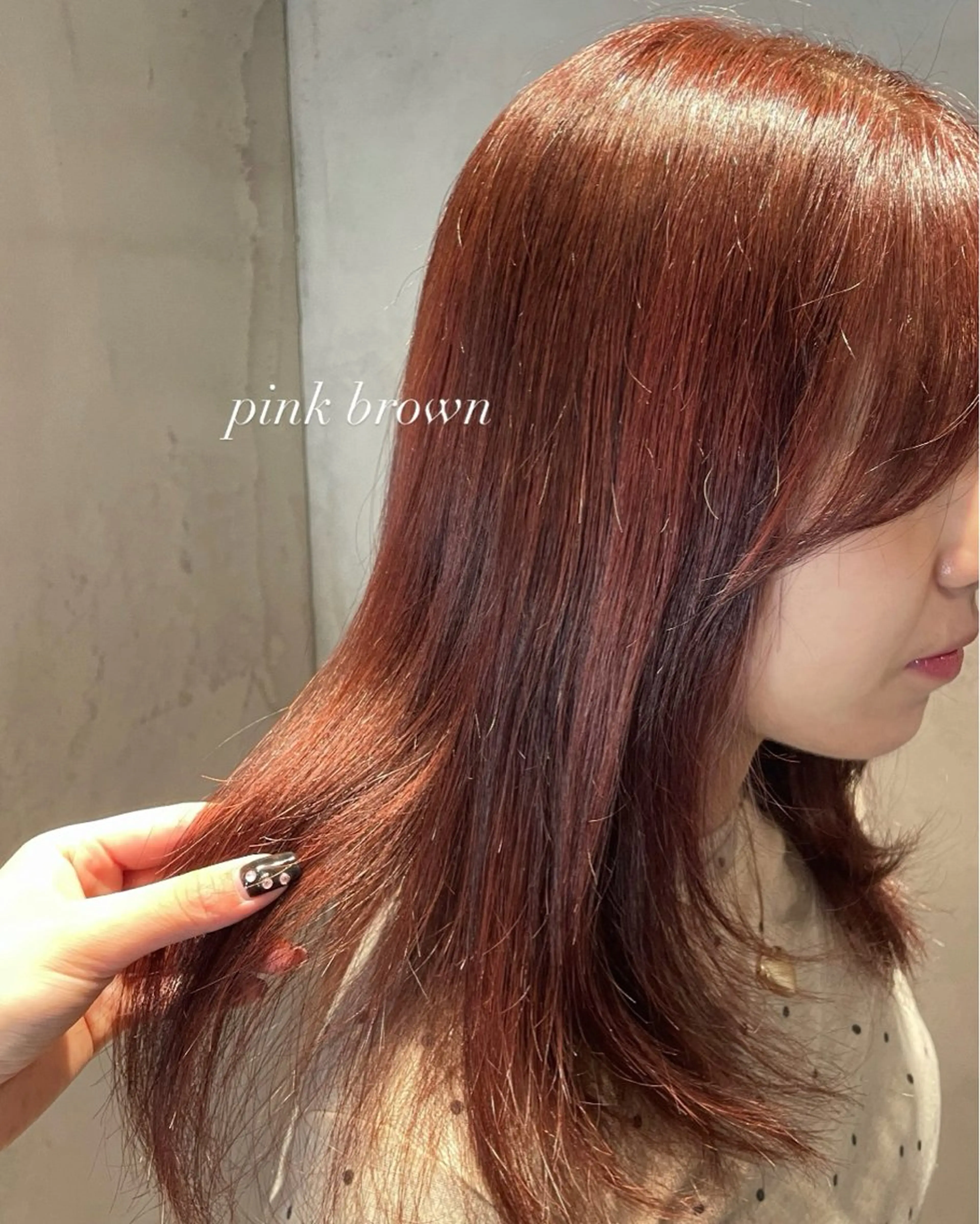 ミディアム カラー ブラウンカラー ピンクカラー Amery kanazawahakkei所属・Luna ☾ ໋のヘアスタイル