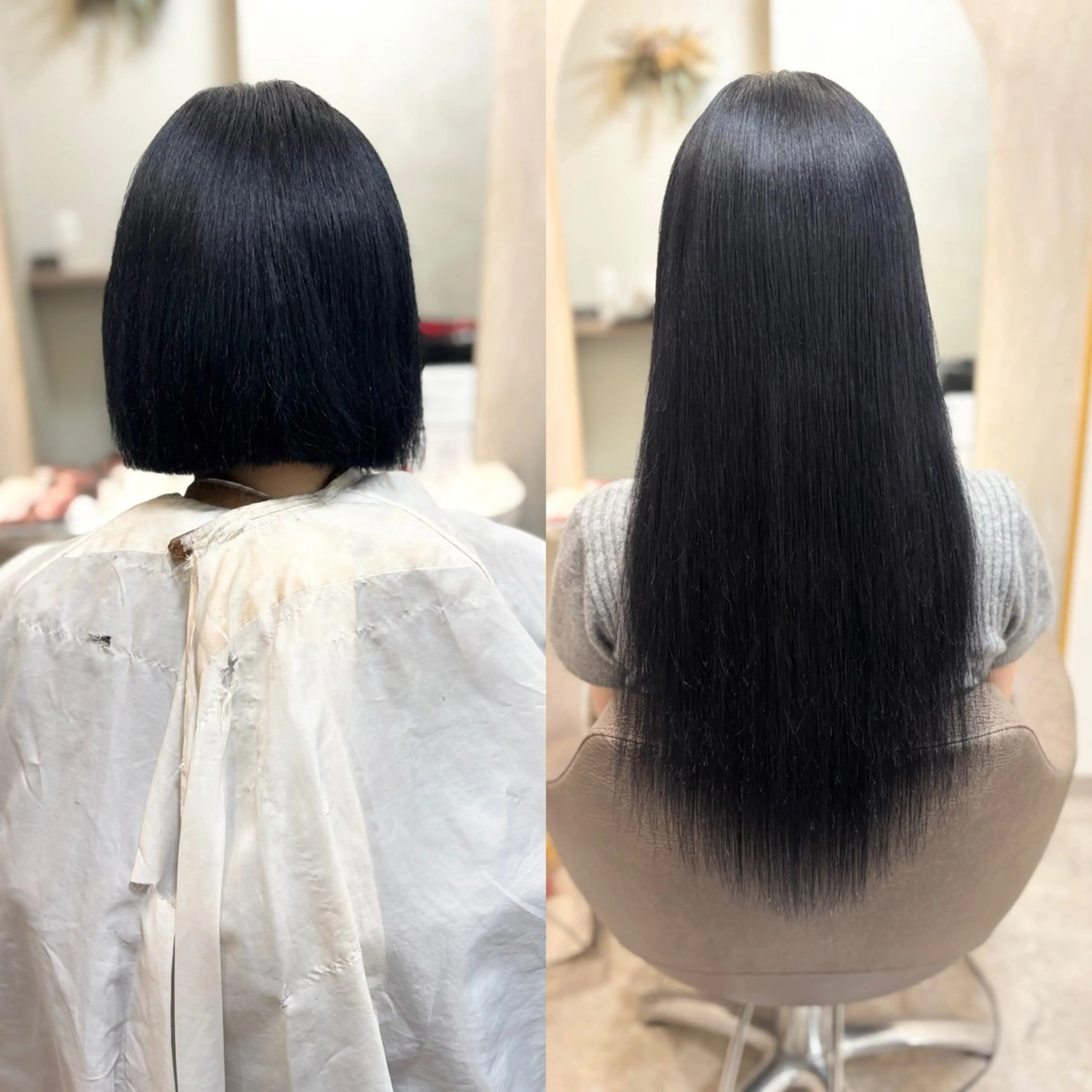 ロング カラー 黒髪 ブルーカラー ブルーブラック トリートメント 韓国ヘア♡髪質改善♡ エクステ♡YUKIのヘアスタイル