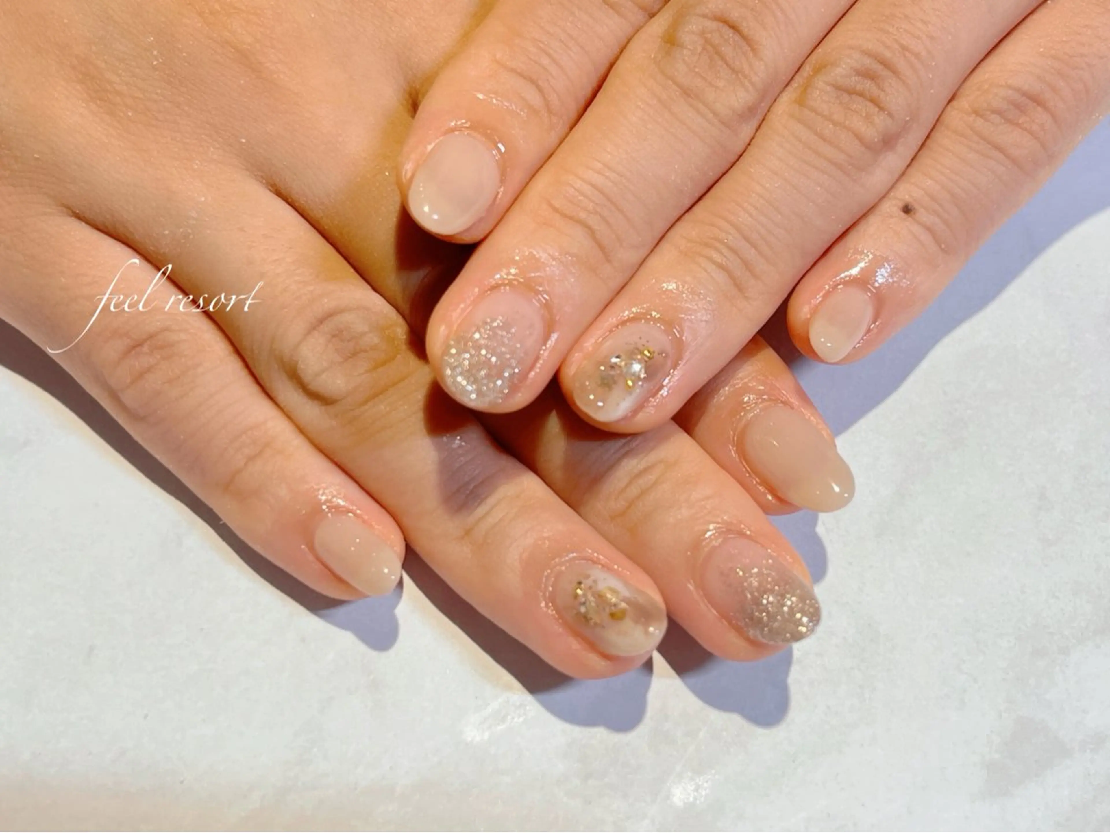 ネイル 長さ出し フットネイル フレンチネイル ジェルネイル ガラスフレンチ ハンドネイル Lien（リアン） 銀座駅6分のネイルデザイン