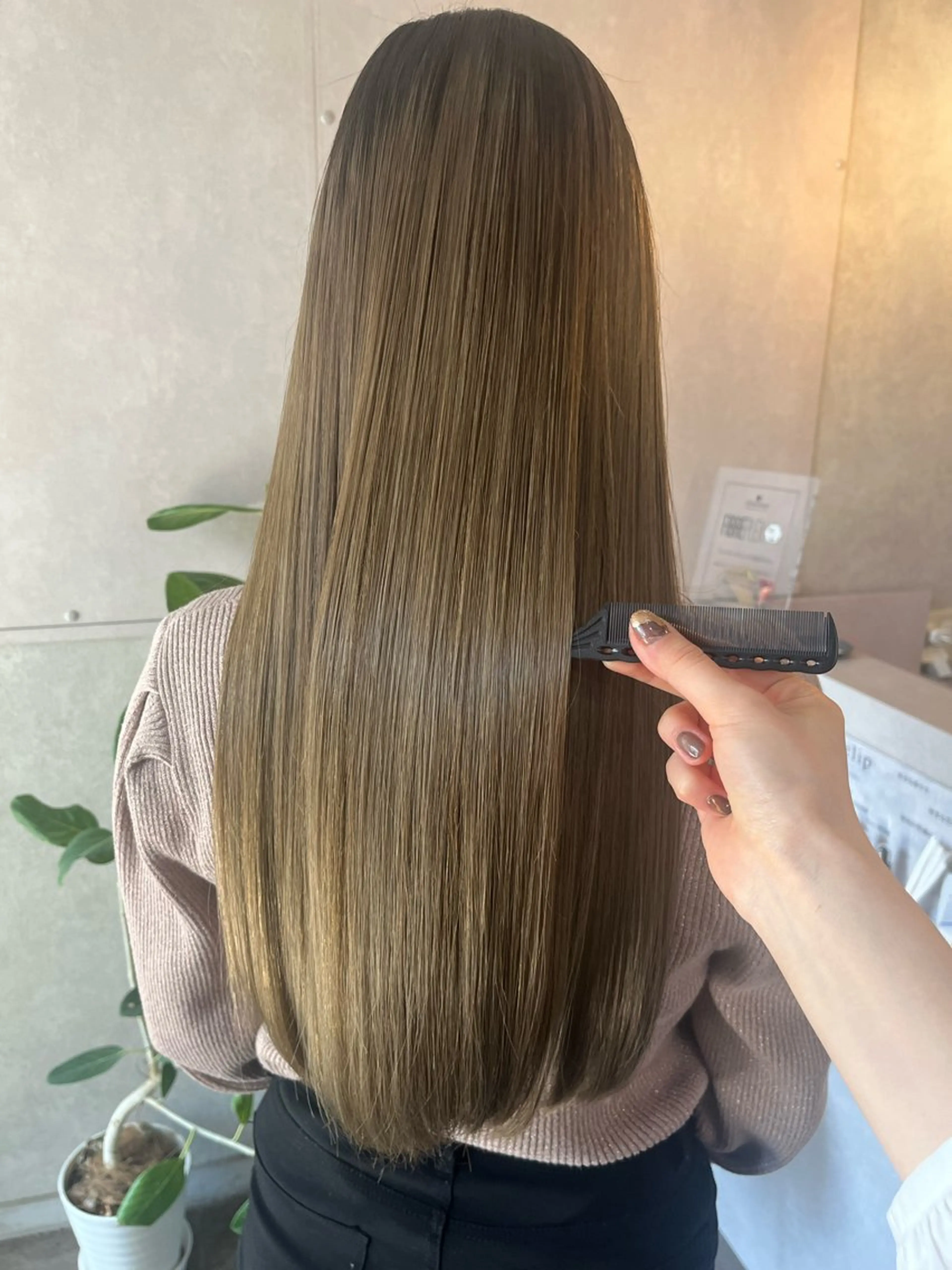 ロング 髪質改善 トリートメント 縮毛矯正 トリートメント ヘアセット みほ/ニュアンス/ モード/艶カラーのヘアスタイル