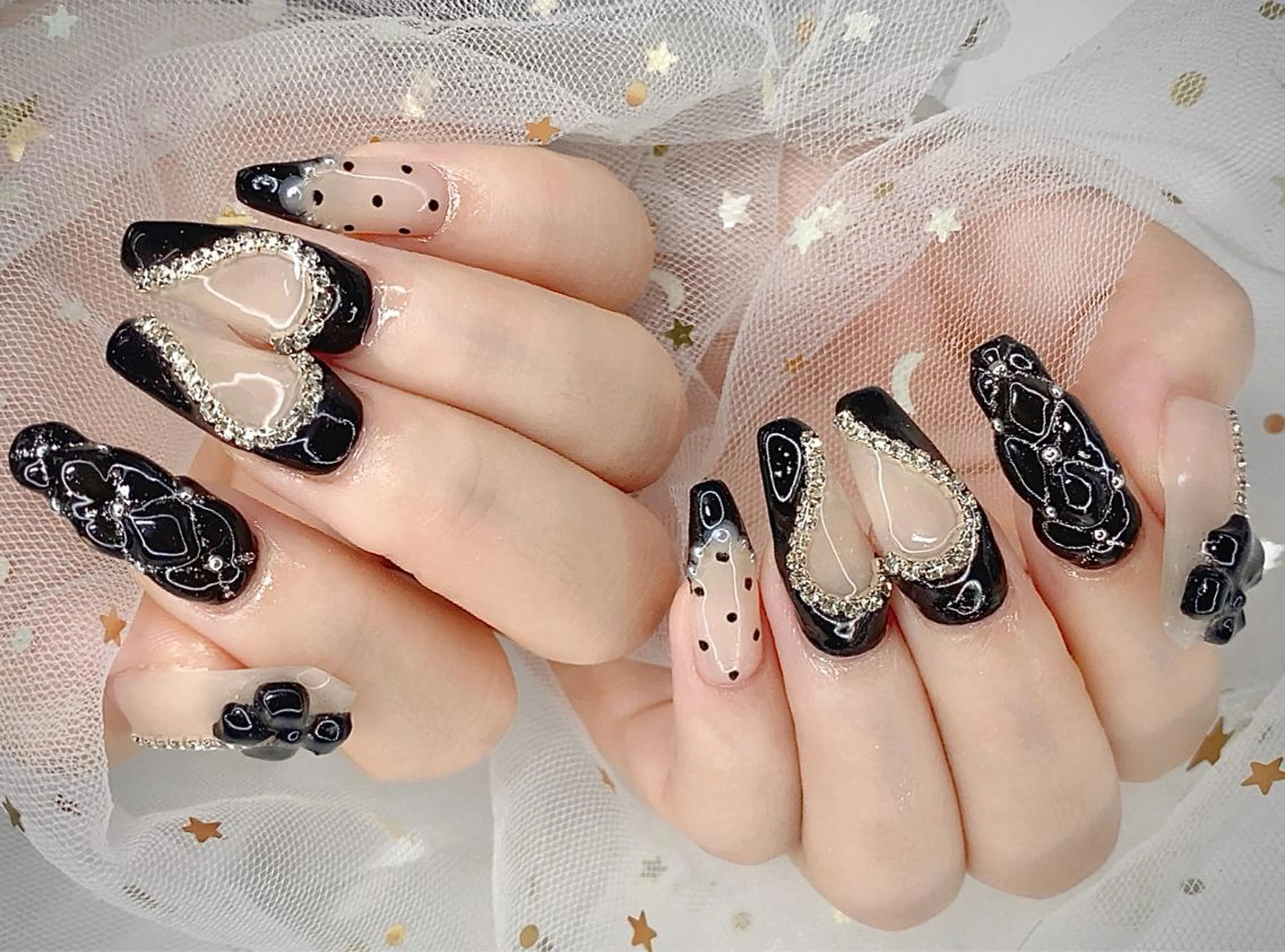 ネイル I-nailロング /ワンホン/キラキラのネイルデザイン